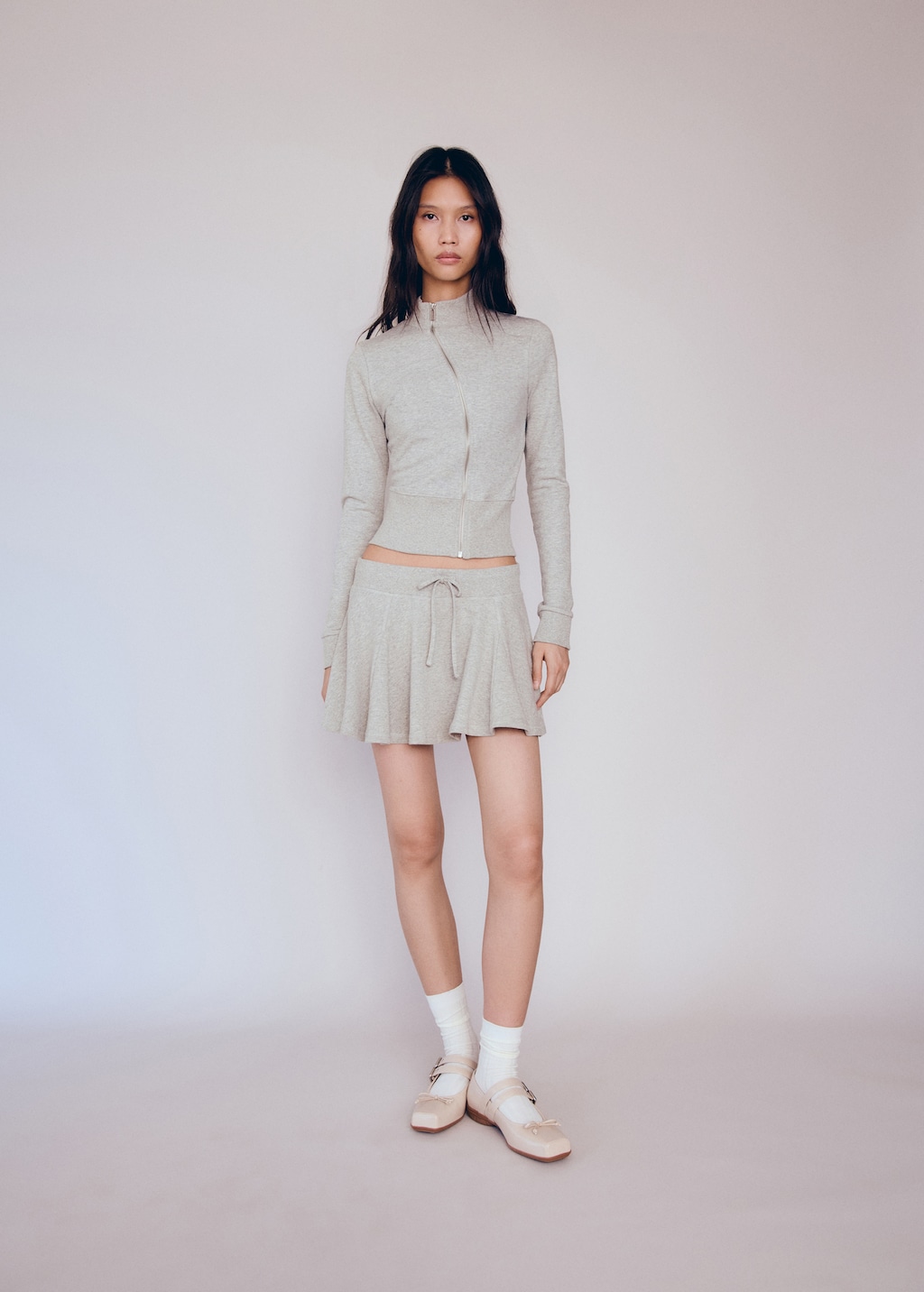 SANDREWS ホワイト ジップアップセーター M SANDREWS ホワイト ジップアップセーター M