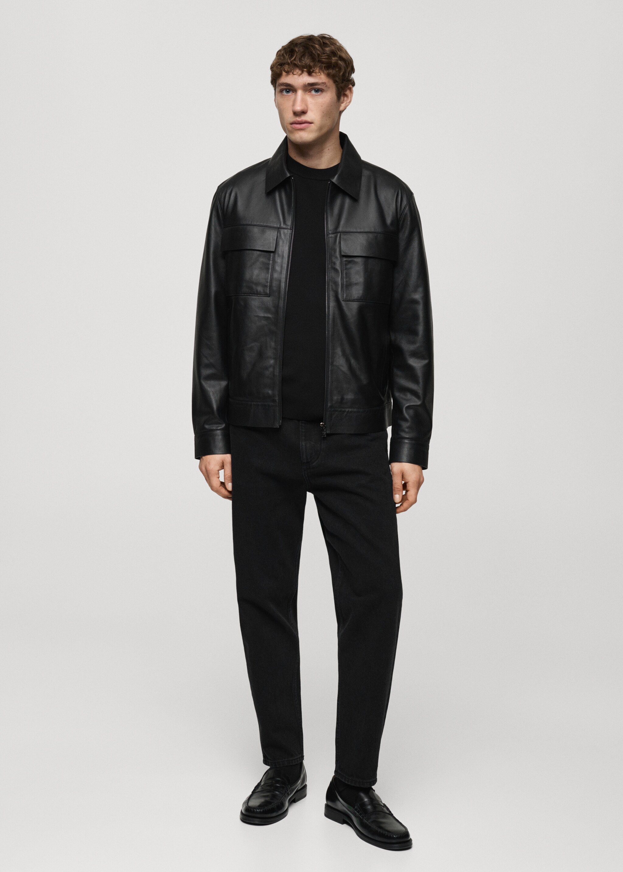 Jeans tapered-fit negros - Plano general, Denim negro. Ref: 77016767-00.