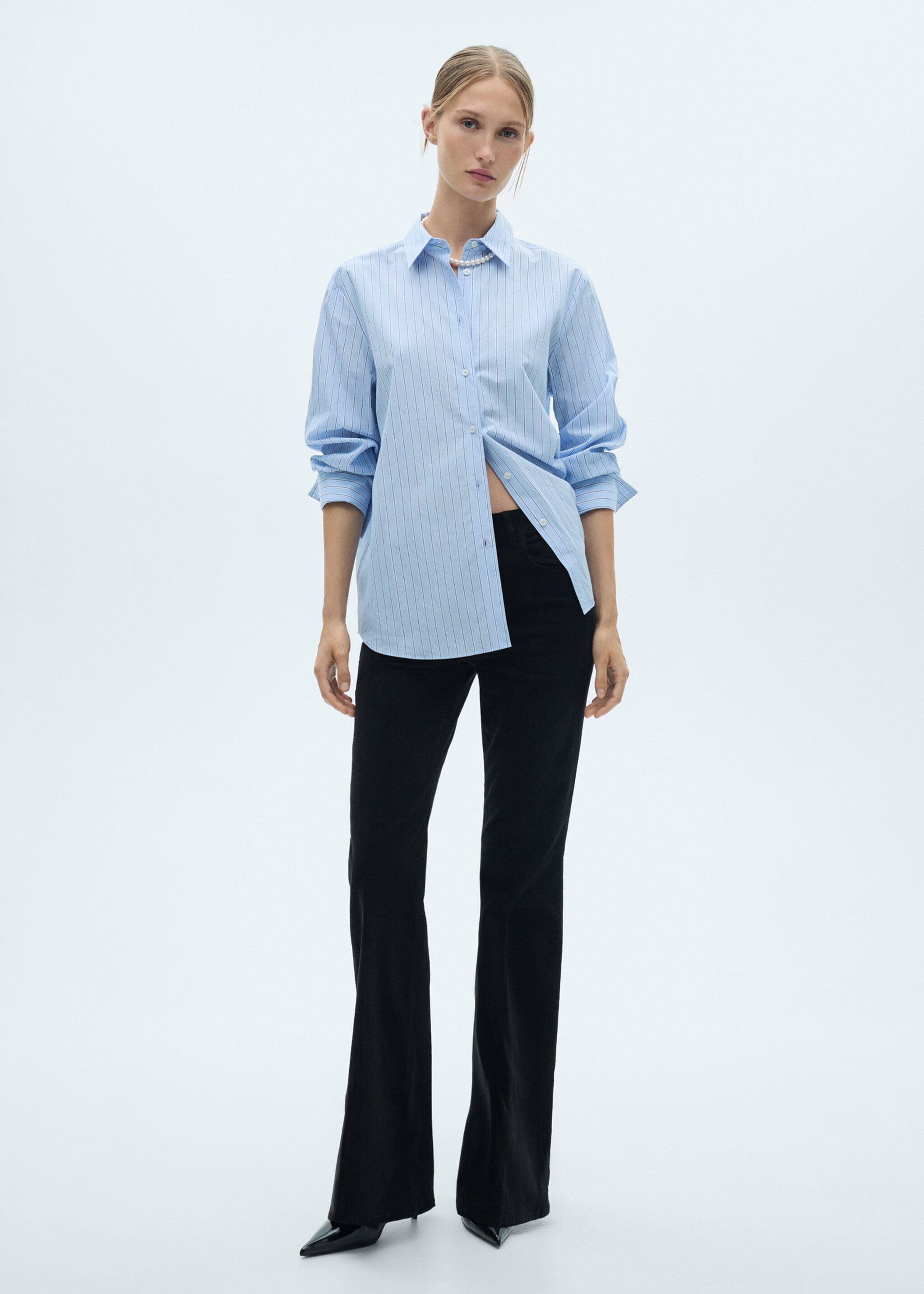 Corduroy flared jeans - General plane, Black. Ref: 77017118-00.