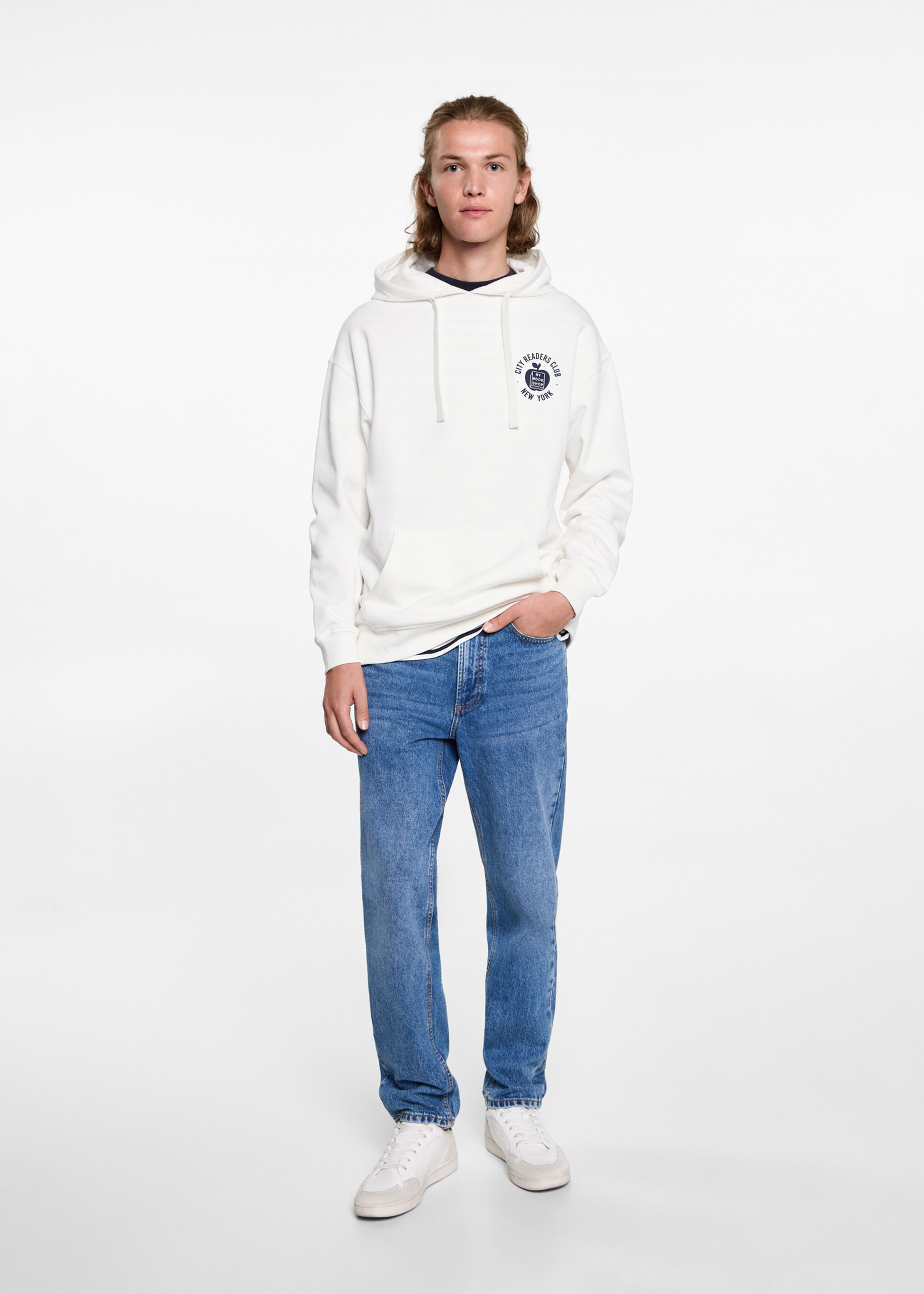 Sweat-shirt oversize imprimé - Plan général, Blanc cassé. Ref: 77017121-00.