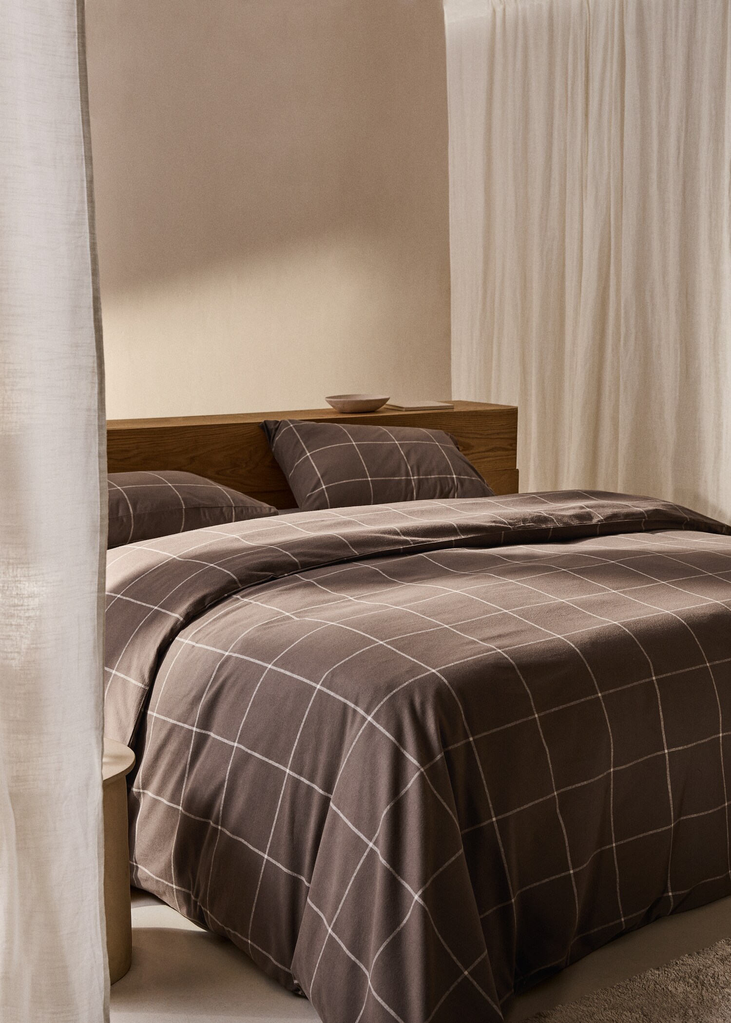 Duvet cover cotton flannel checkered cotton bed 180cm - General plane