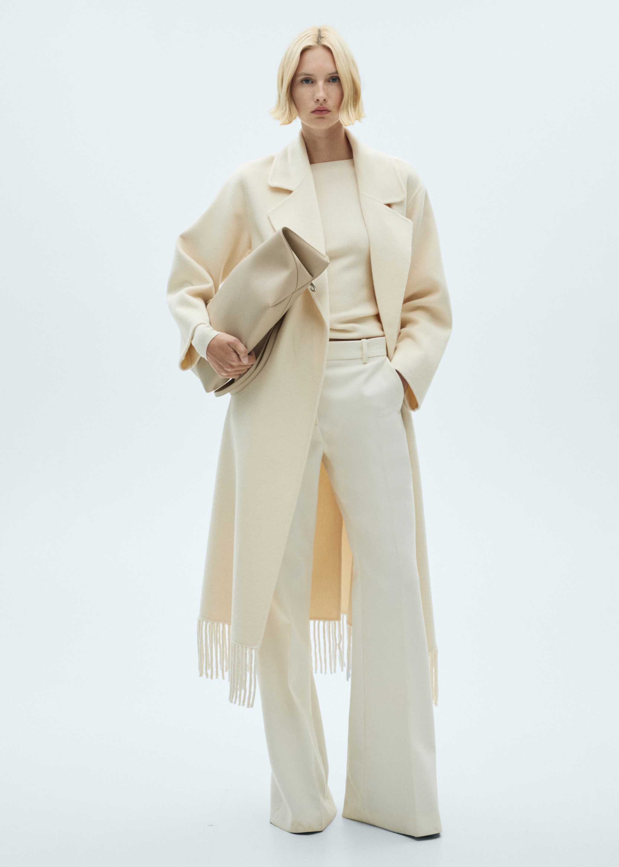 Πουλόβερ πλεκτό γιακάς χαμόγελο - Γενικό πλάνο, Εκρού. Ref: 77017674-00.