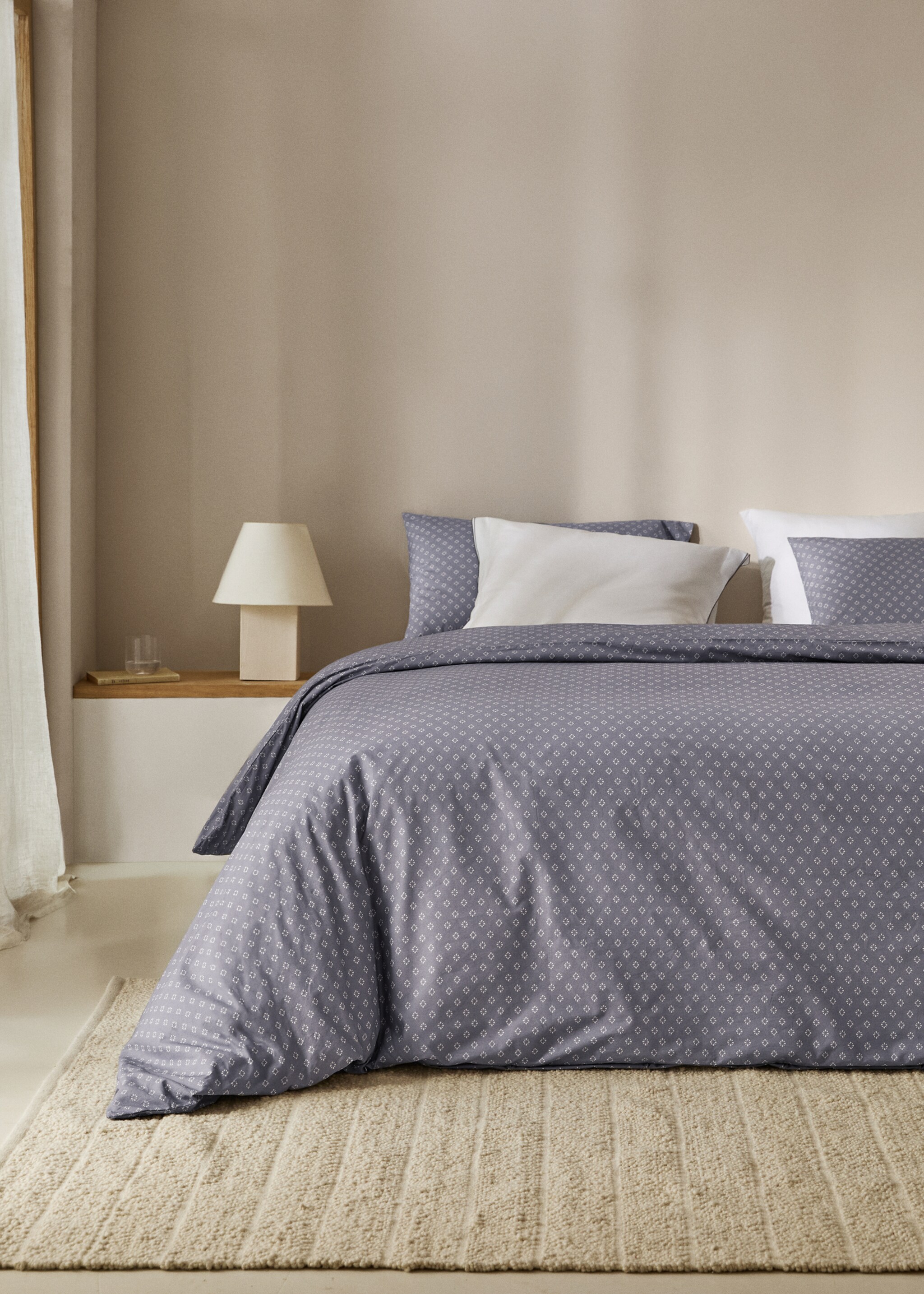Gemusterter Bettbezug aus Baumwolle für 90 cm Bett - Allgemeine Ansicht, Blau. Ref: 77017682-00.