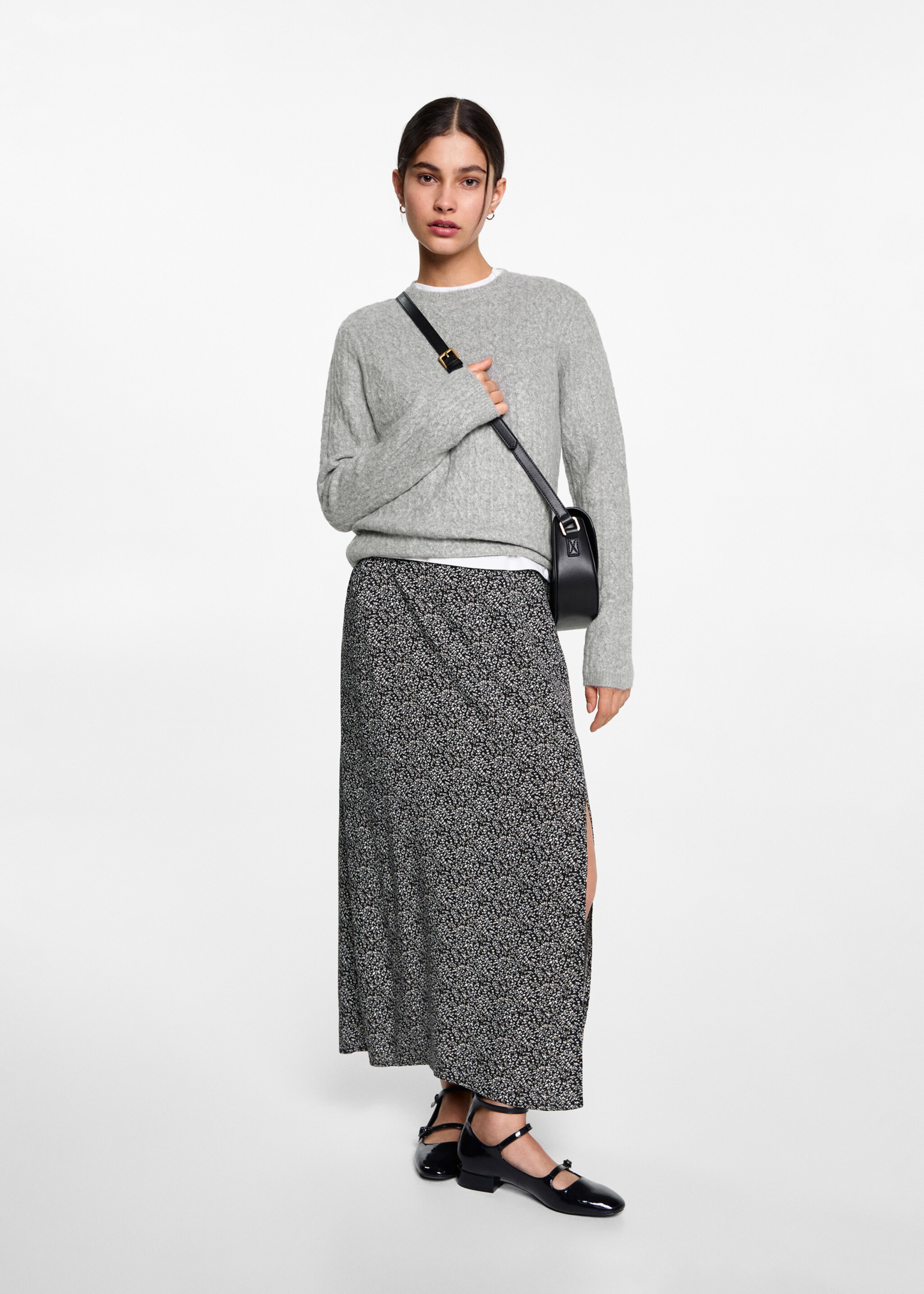 Braided knitted sweater - General plane, Medium Heather Grey. Ref: 77017703-00.