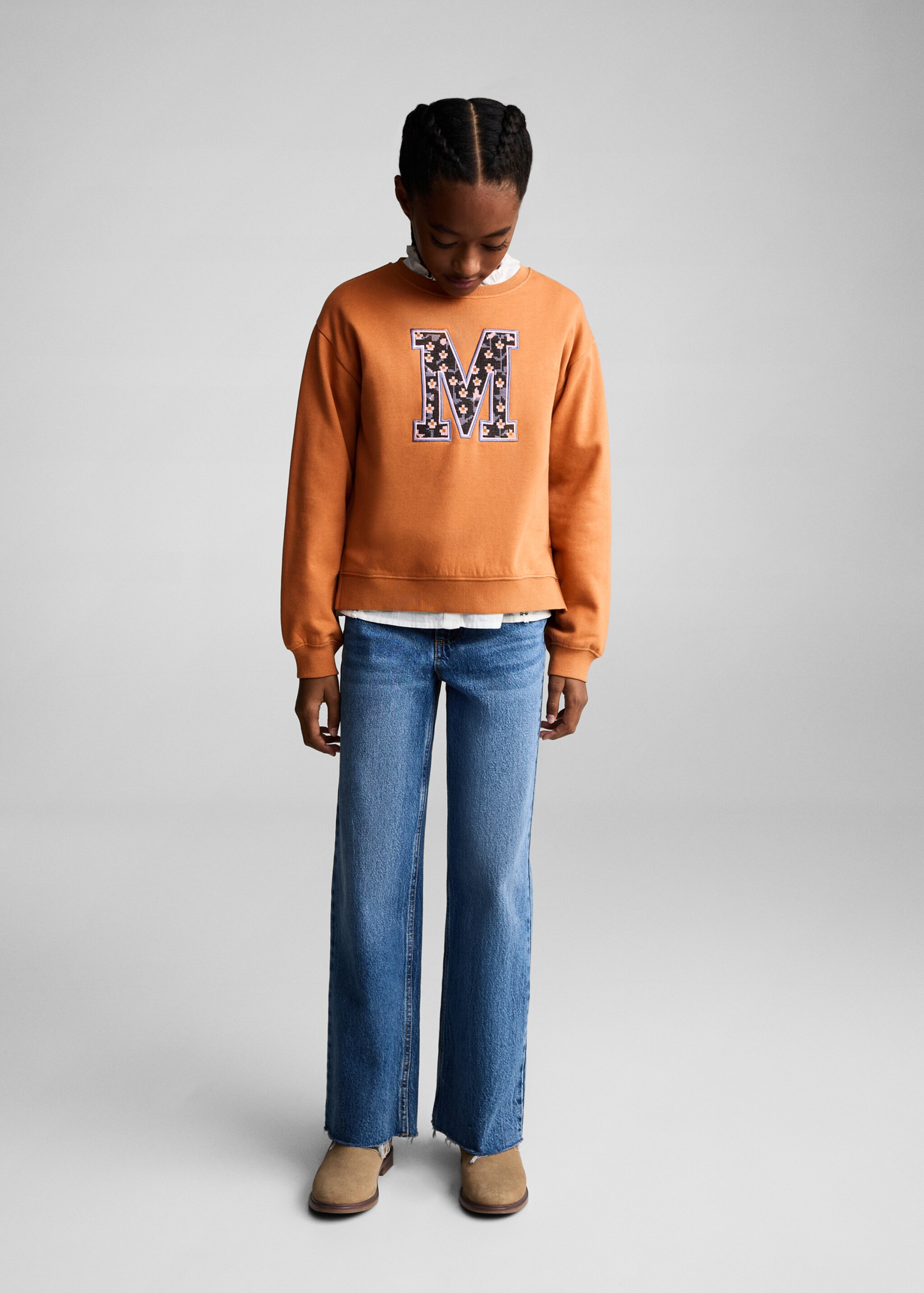 Baumwoll-Sweatshirt mit Stickdetail - Allgemeine Ansicht