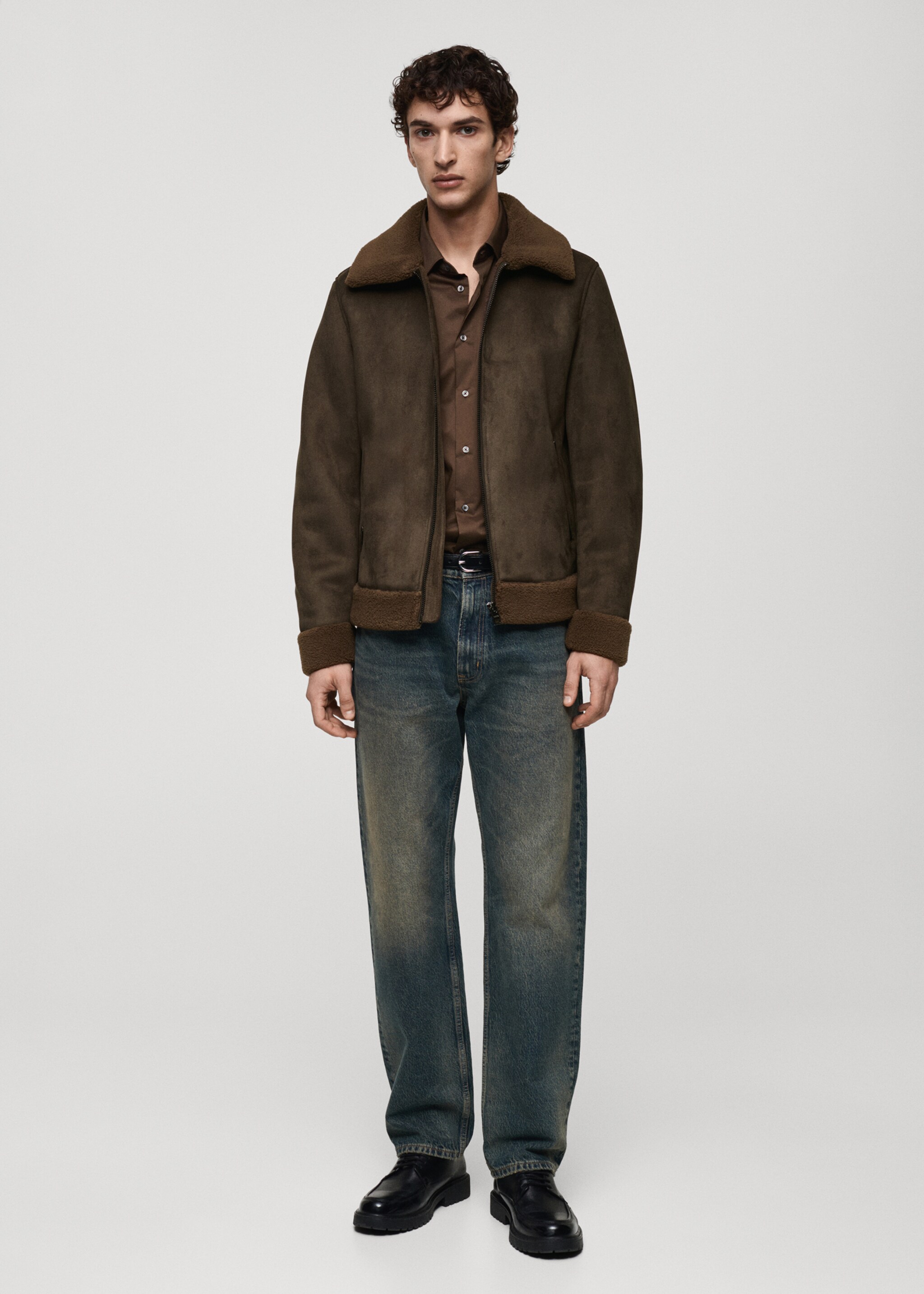Jacket with shearling-effect lining - General plane, Cognac. Ref: 77017915-00.