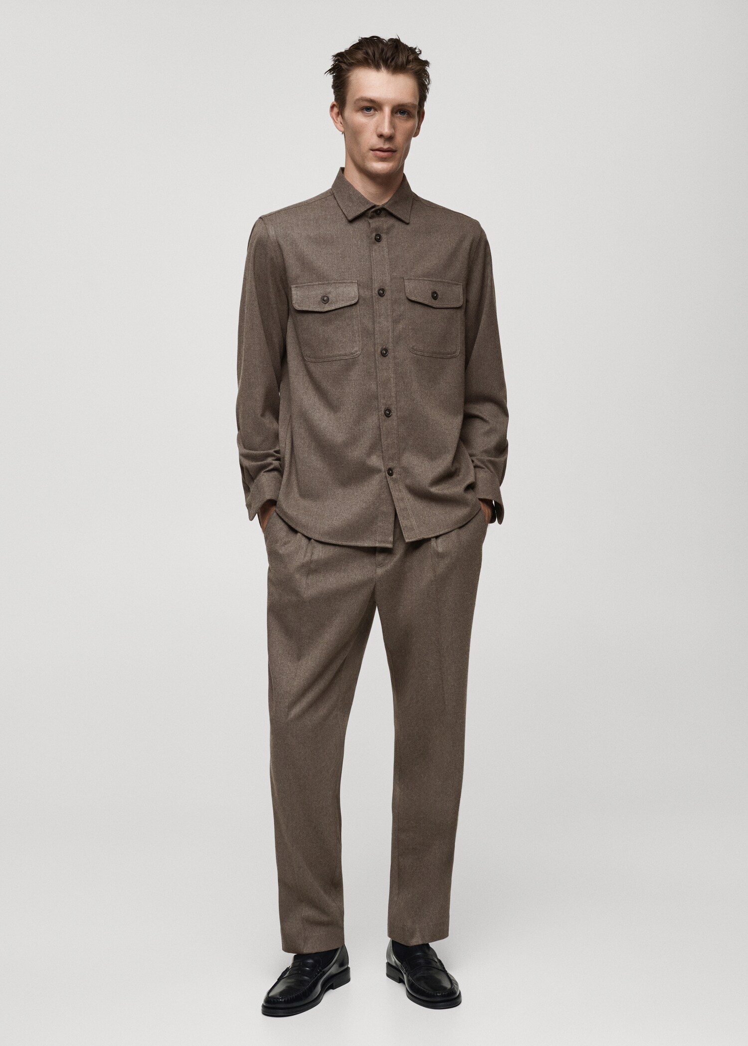 Pantalons regular fit pinces cordill - Pla general