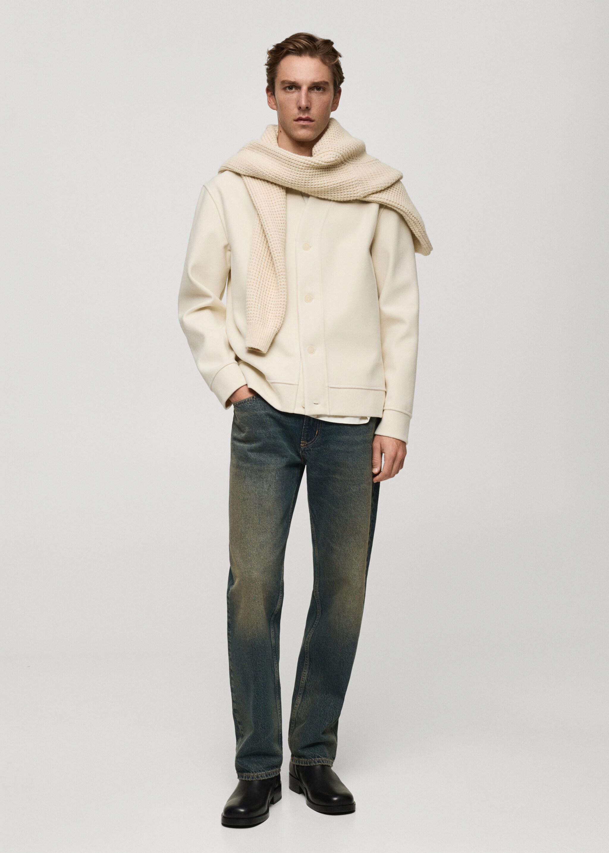 Cardigan flanella relaxed-fit - Piano generale, Grezzo. Ref: 77017940-00.