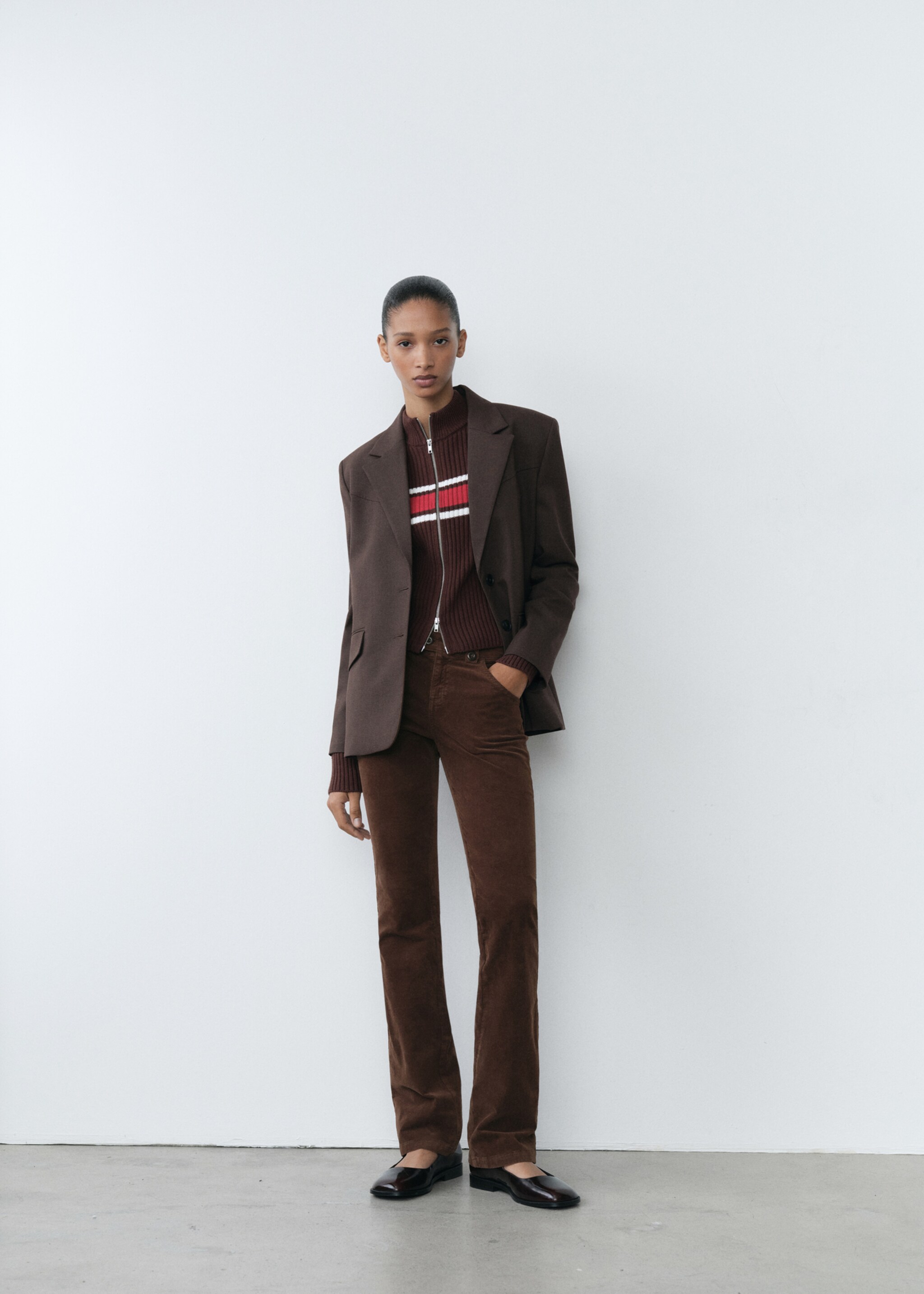 Flared corduroy trousers - General plane, Brown. Ref: 77018638-00.
