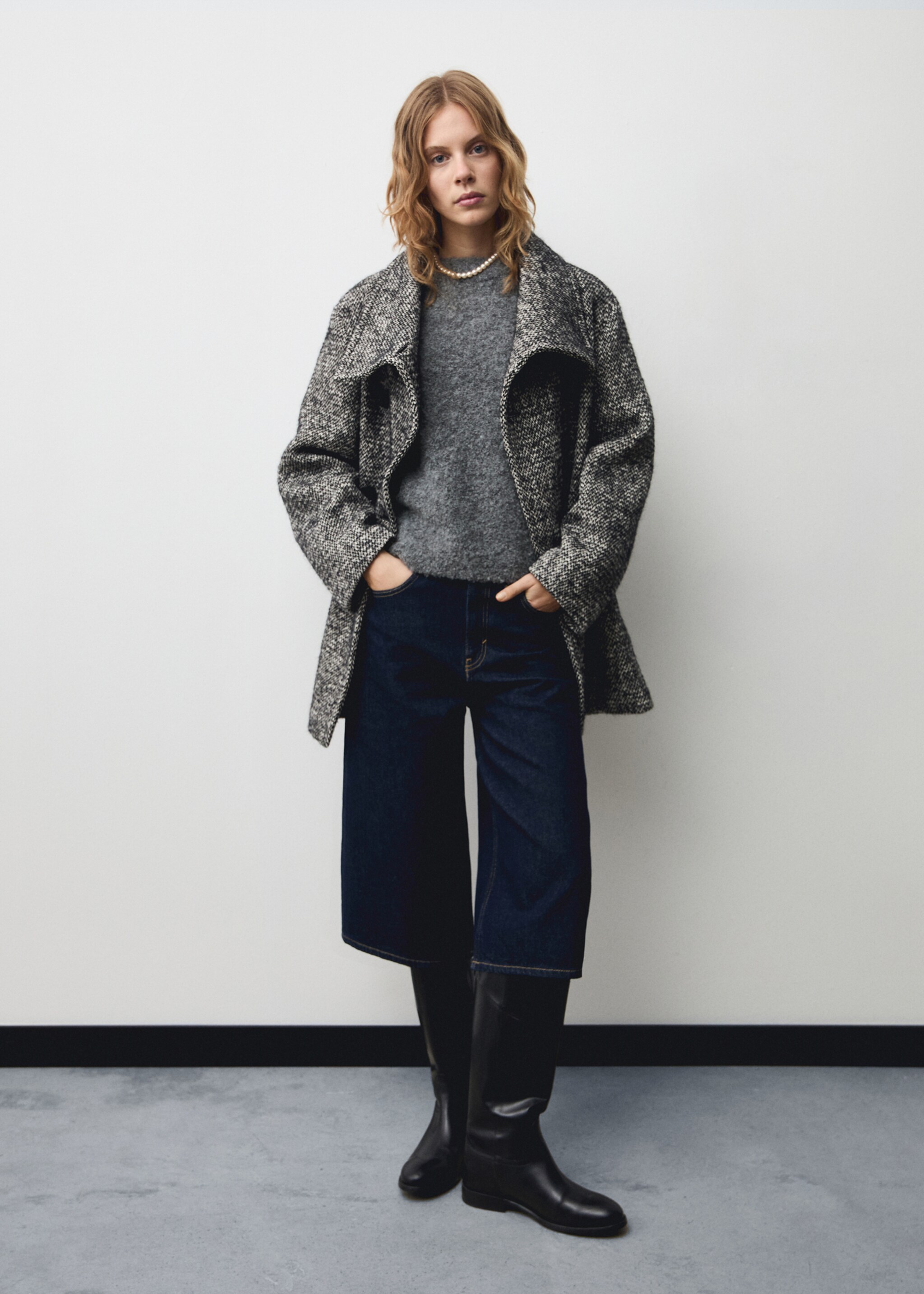 Rundhals-Strickjersey - Allgemeine Ansicht, Anthrazit. Ref: 77019058-00.