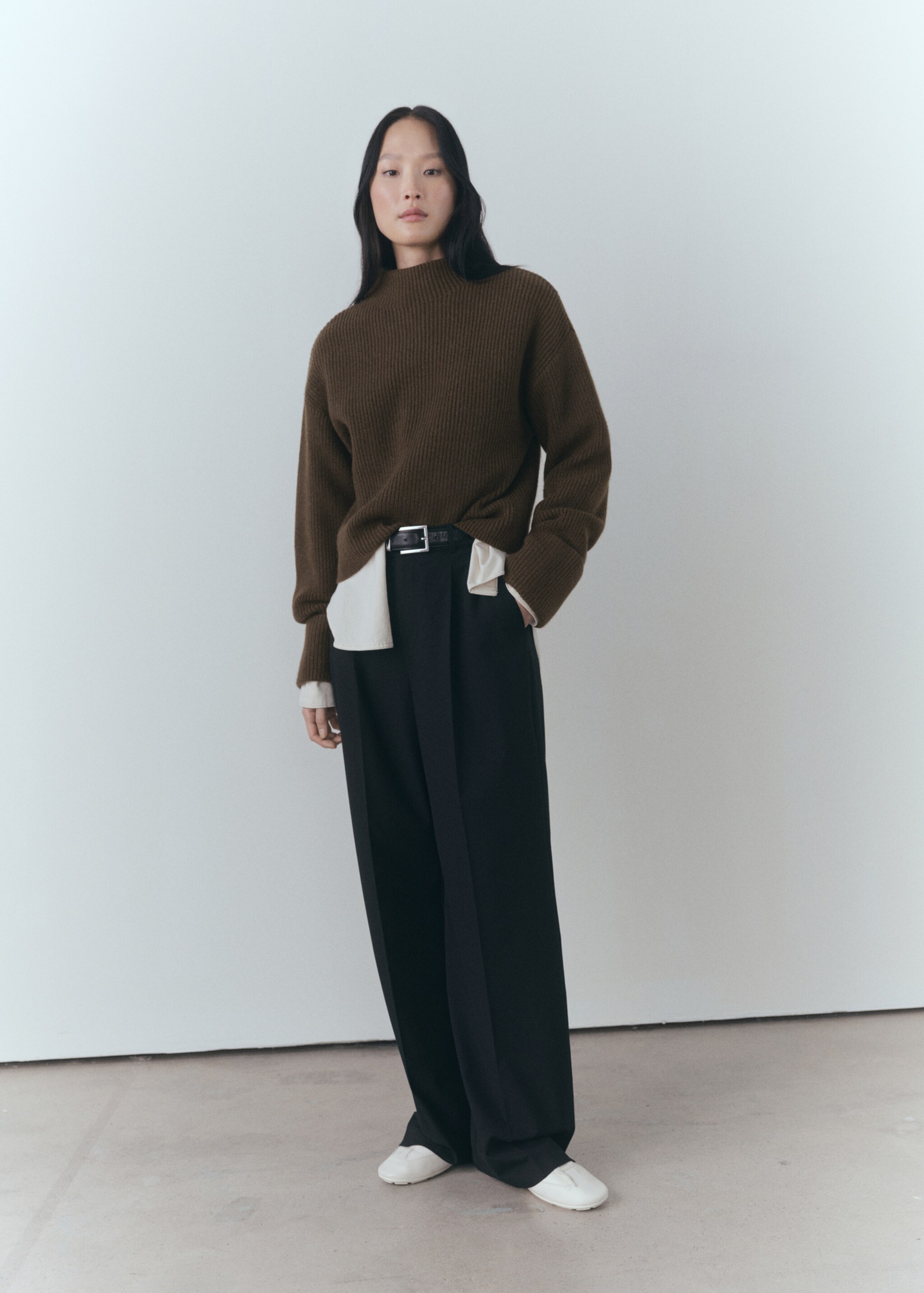 Jersey canalé cuello perkins - Plano general, Khaki. Ref: 77019066-00.