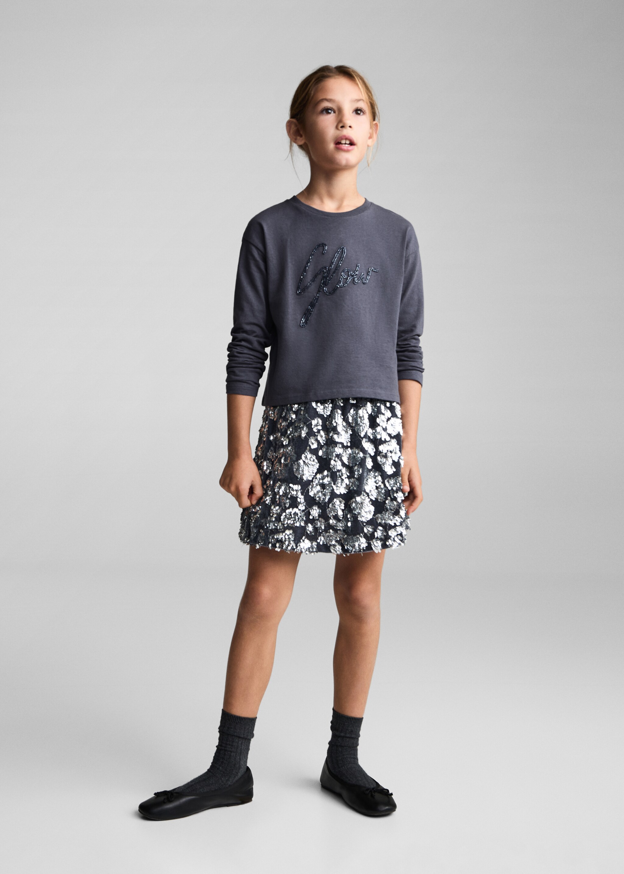Beaded cotton T-shirt - General plane, Petrol Blue. Ref: 77019237-00.