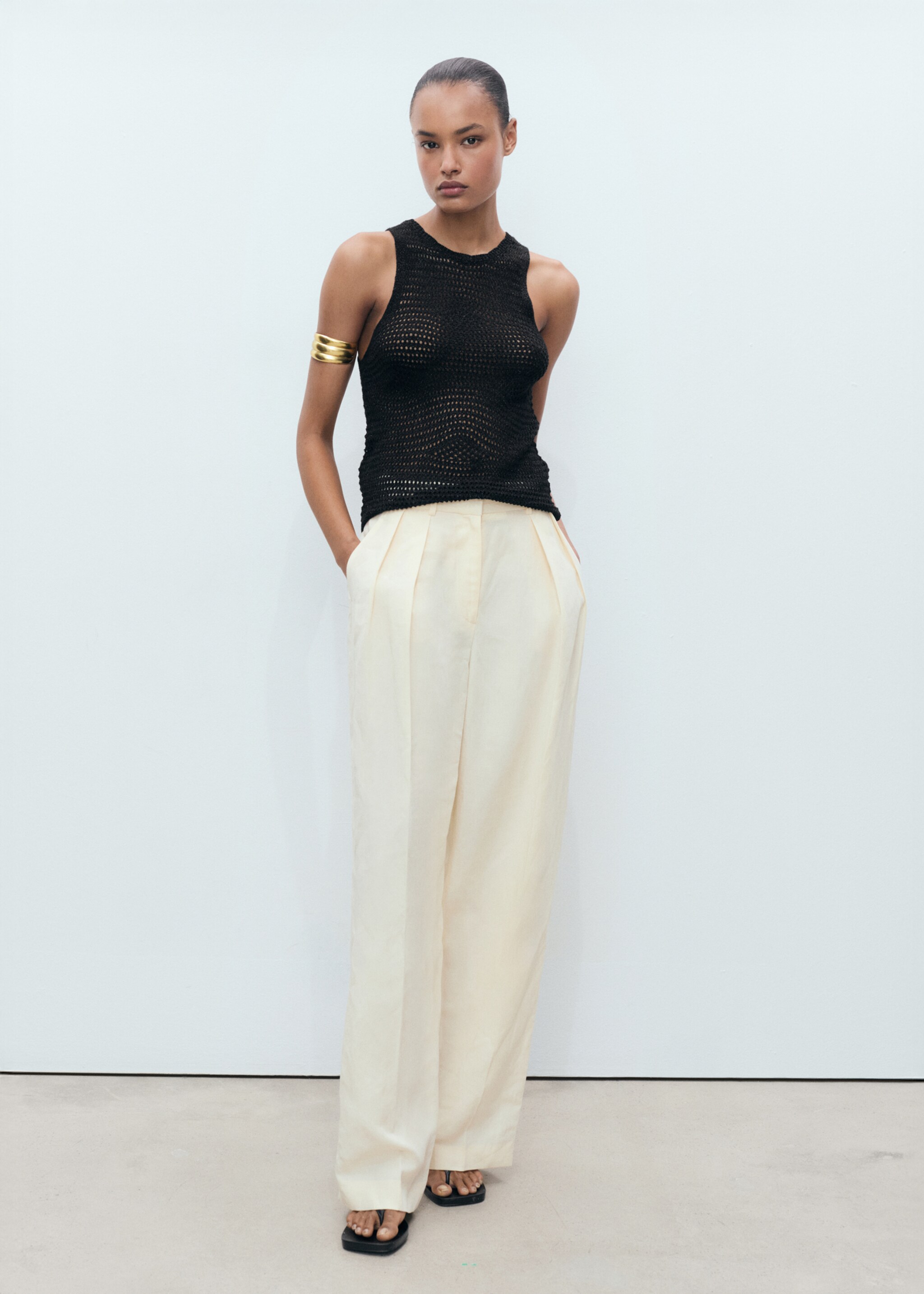 Openwork knitted lurex top - General plane, Black. Ref: 77020344-00.