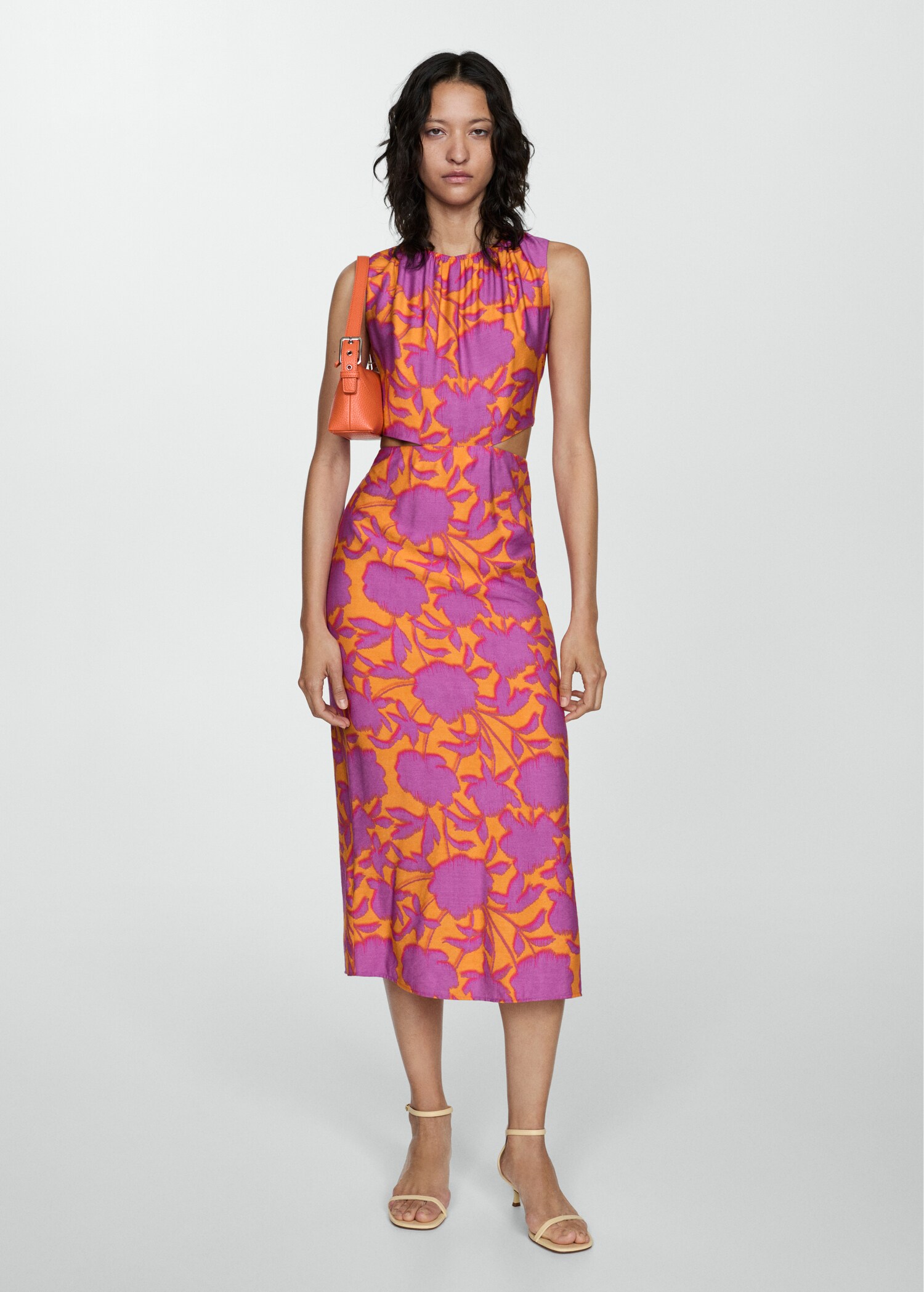 Printed dress with openings - General plane