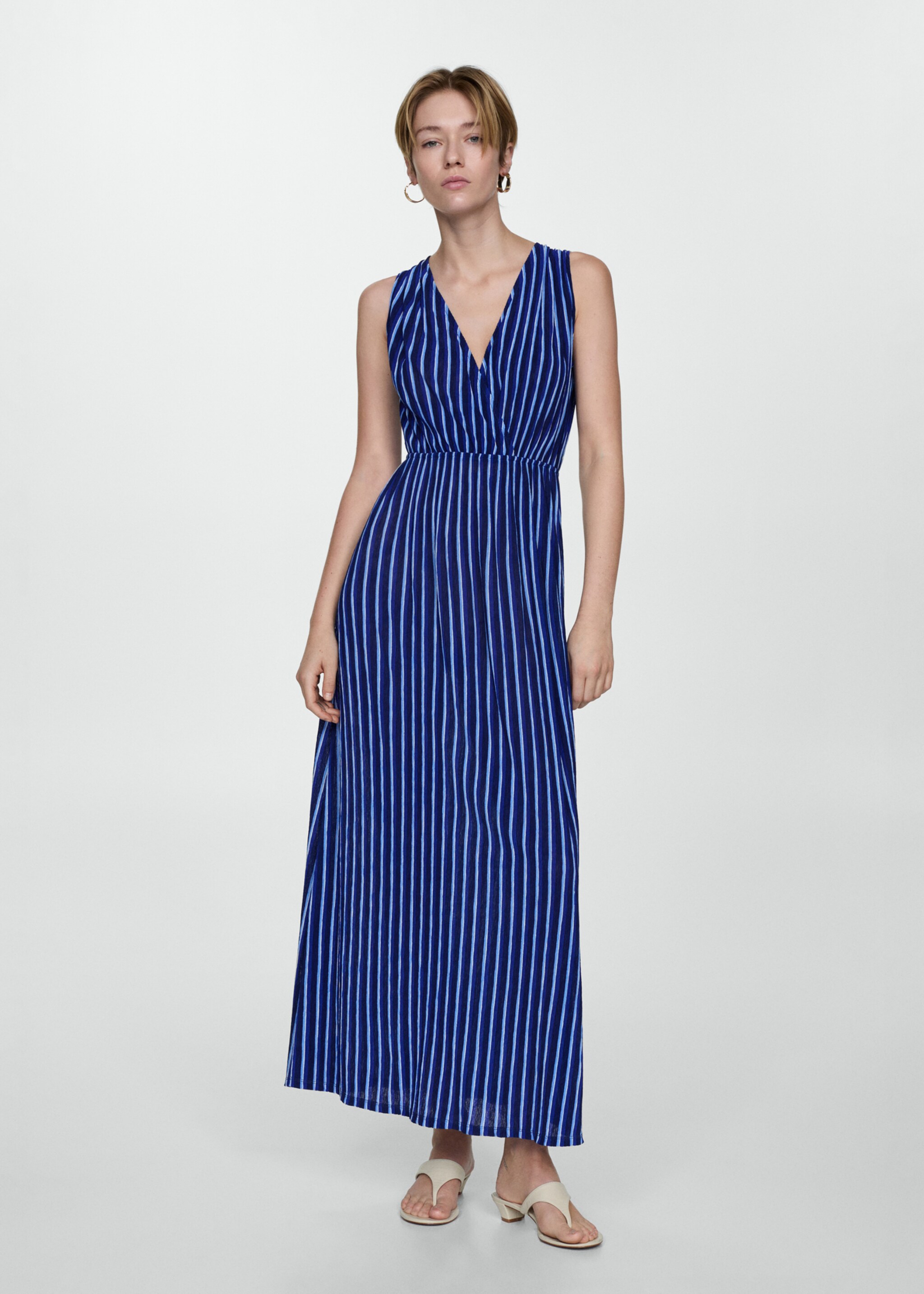 Stripe-print dress with bow - General plane