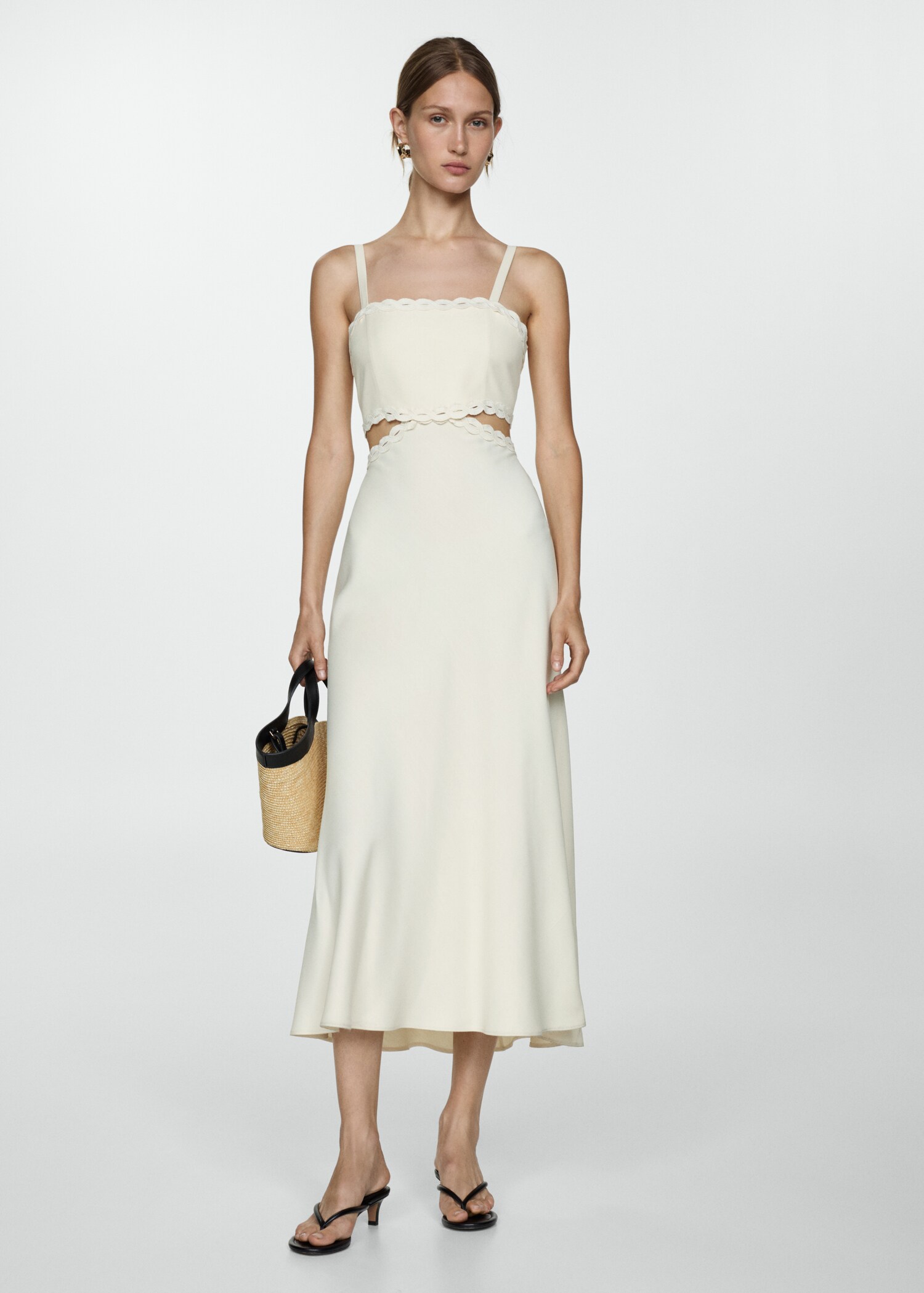 Slit dress with lace detail - General plane