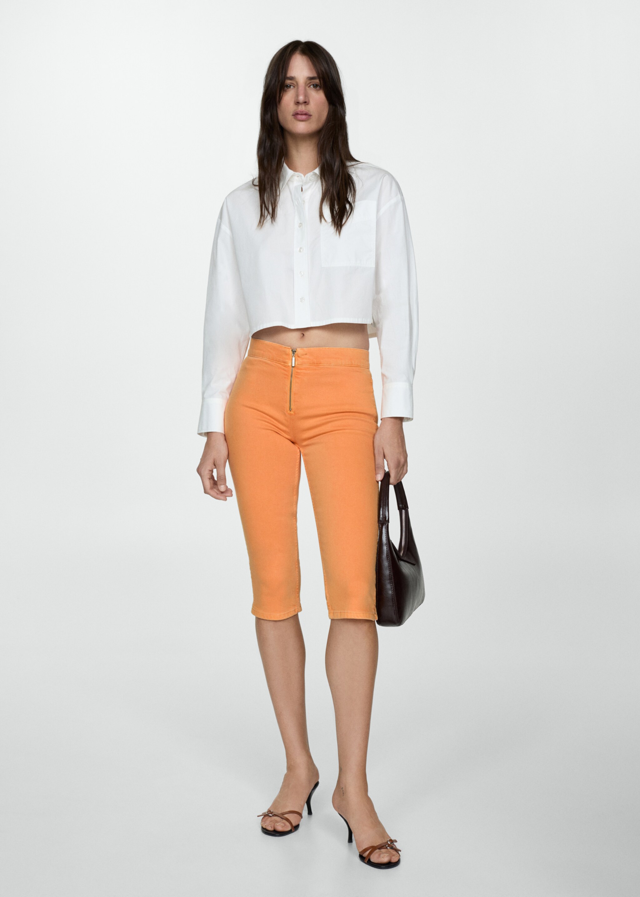 Slim-fit capri jeans with zip - General plane