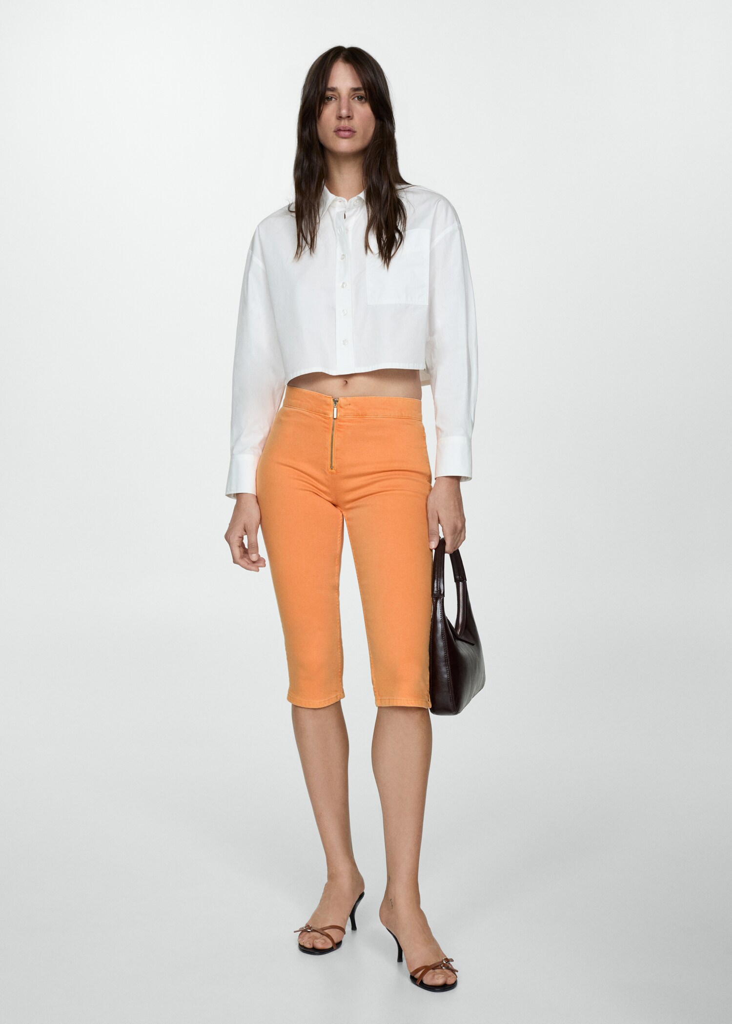 Slim-fit capri jeans with zip - General plane