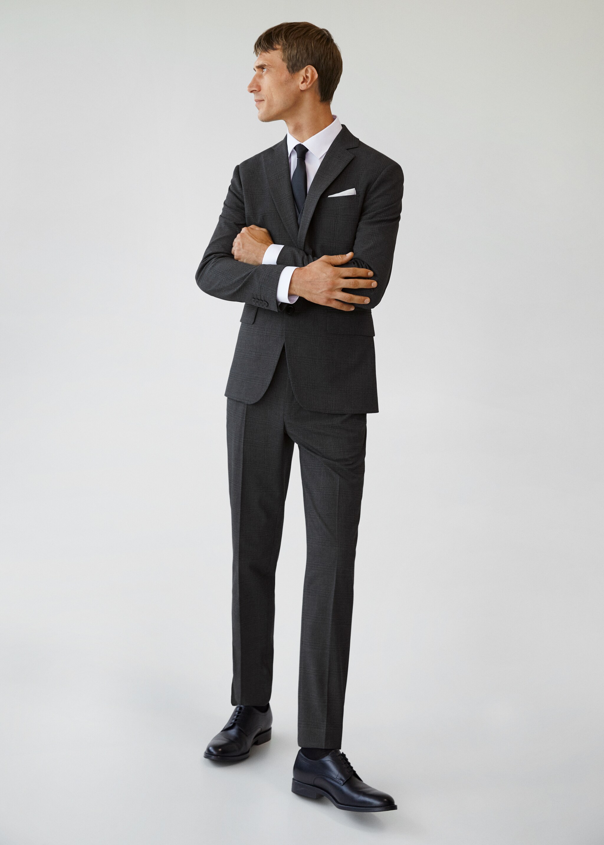 Oblekové kalhoty slim fit s kostkou - Celkový náhled