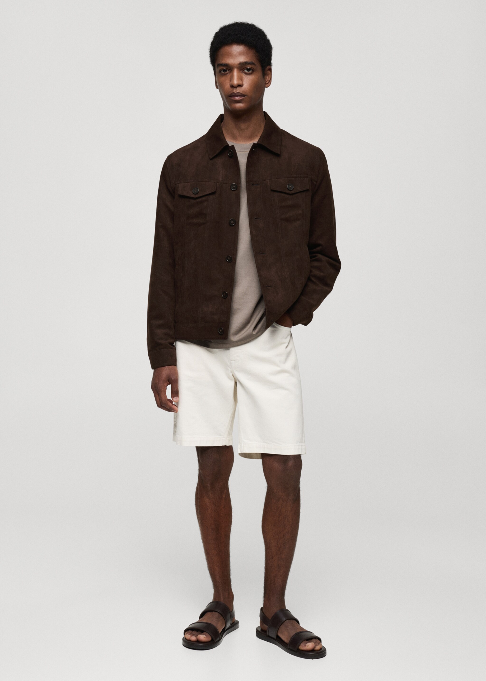 Suede-effect jacket with pockets - General plane