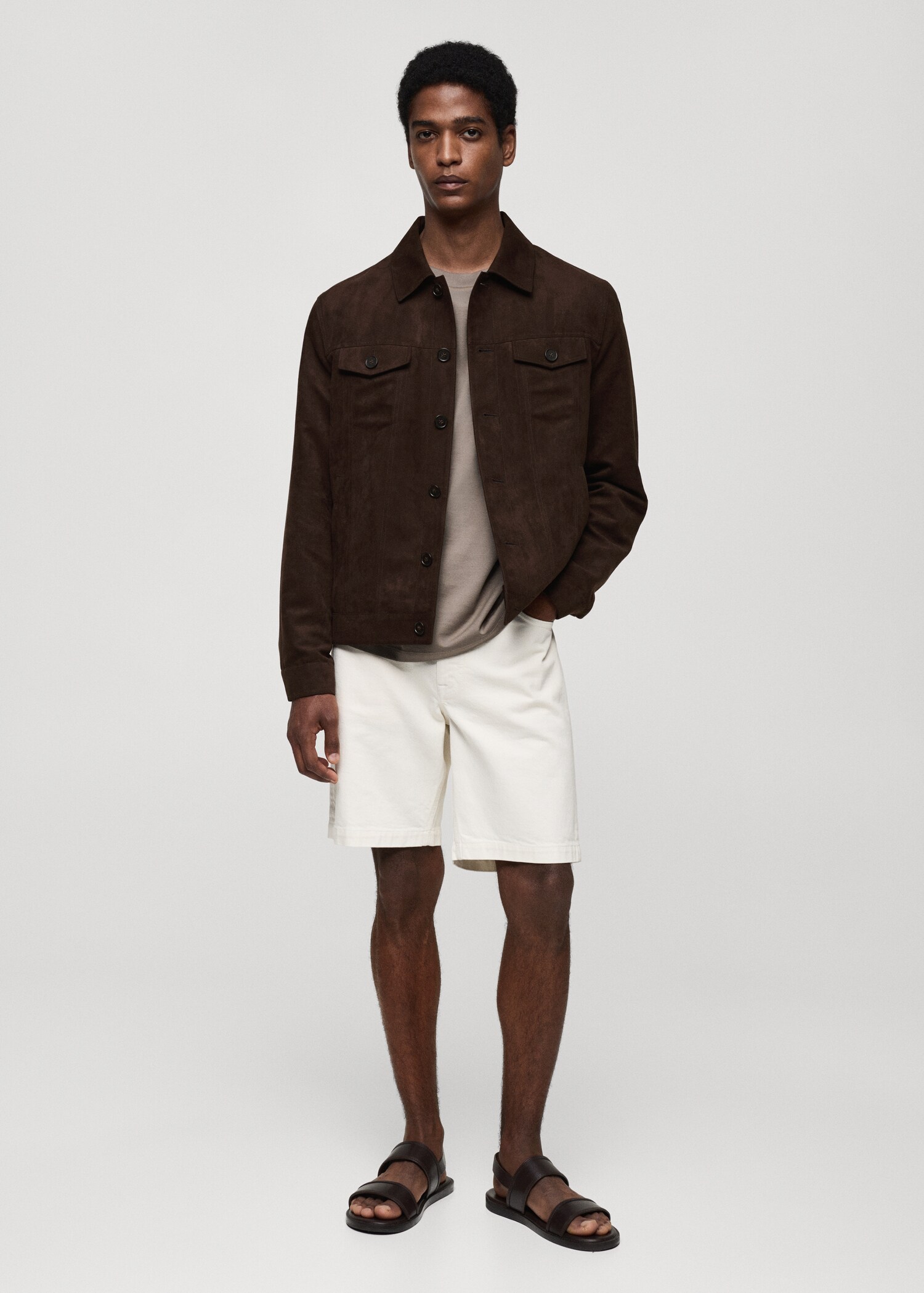 Suede-effect jacket with pockets - General plane