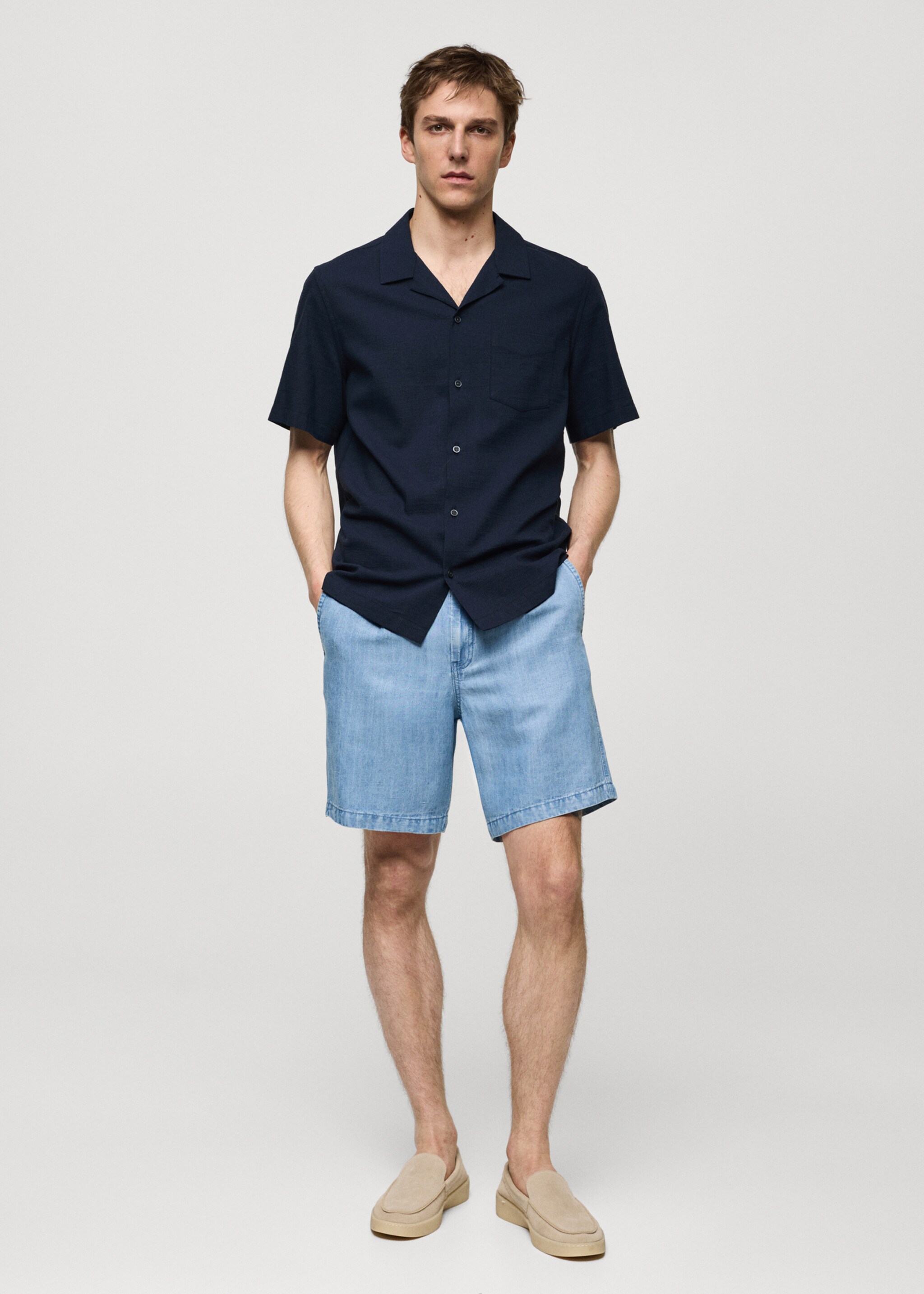 Bundfalten-Bermudashorts aus Hanf mit Lyocell - Allgemeine Ansicht
