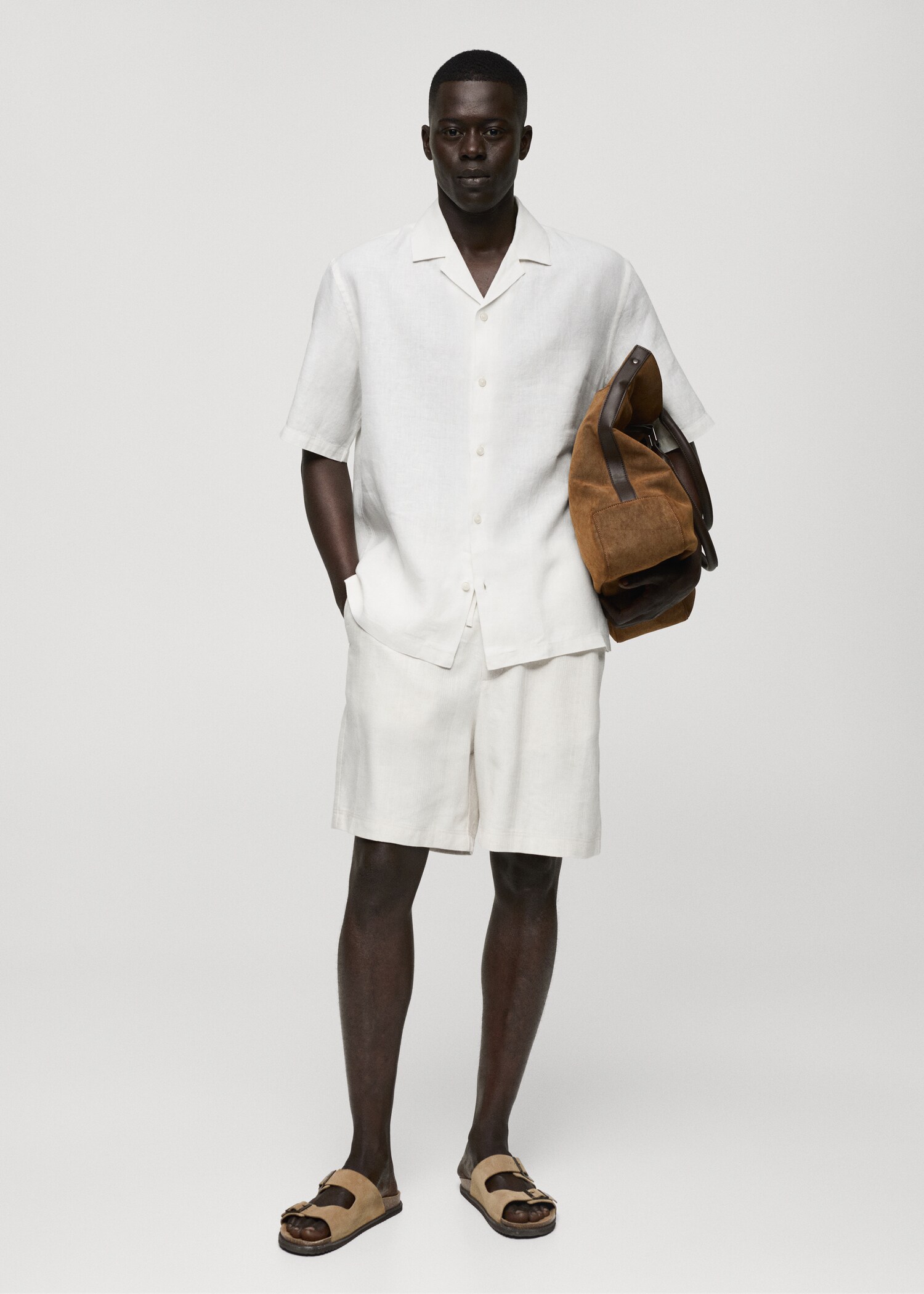 Regular-fit 100% linen shirt - General plane