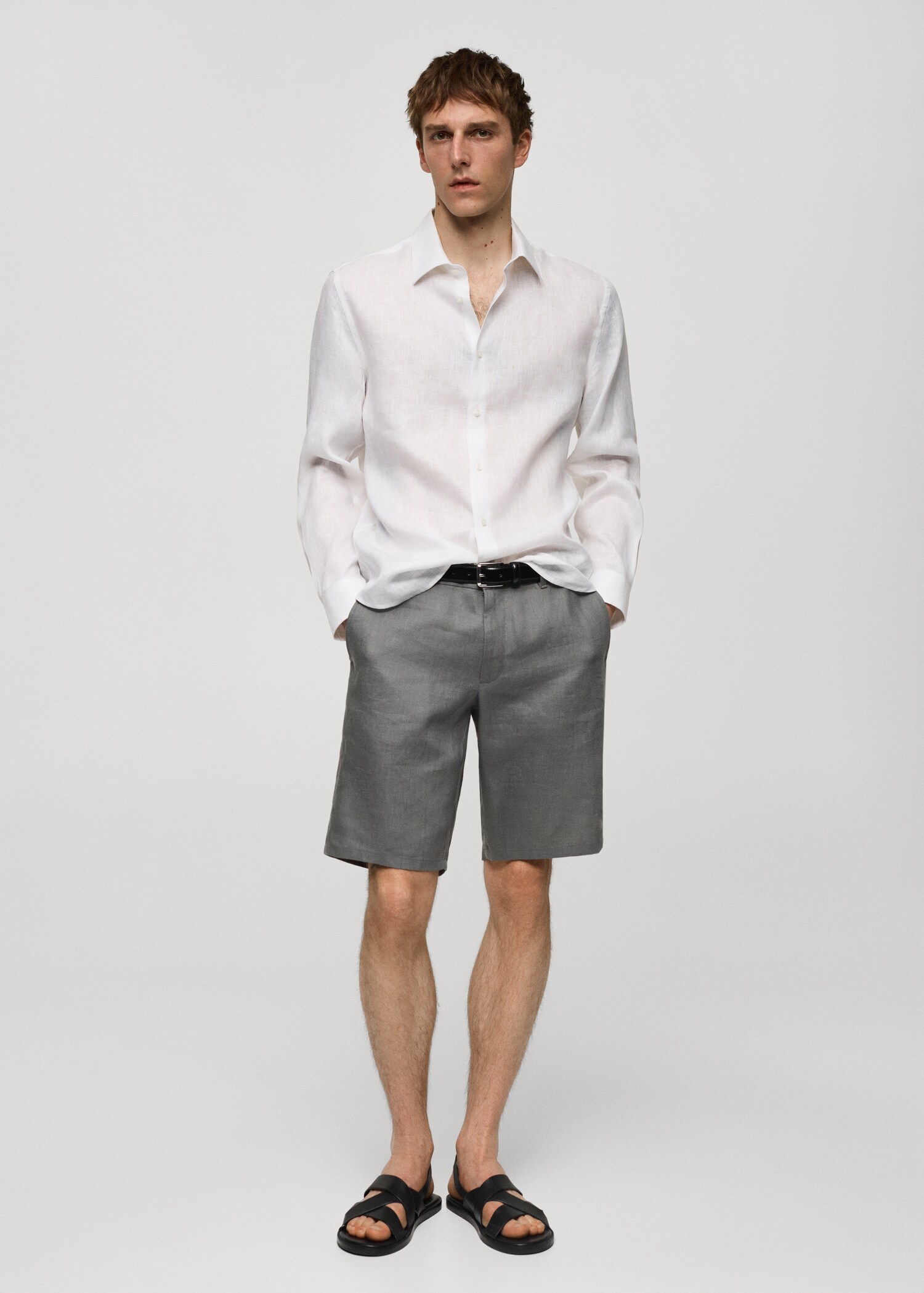 Regular-fit 100% linen shirt - General plane