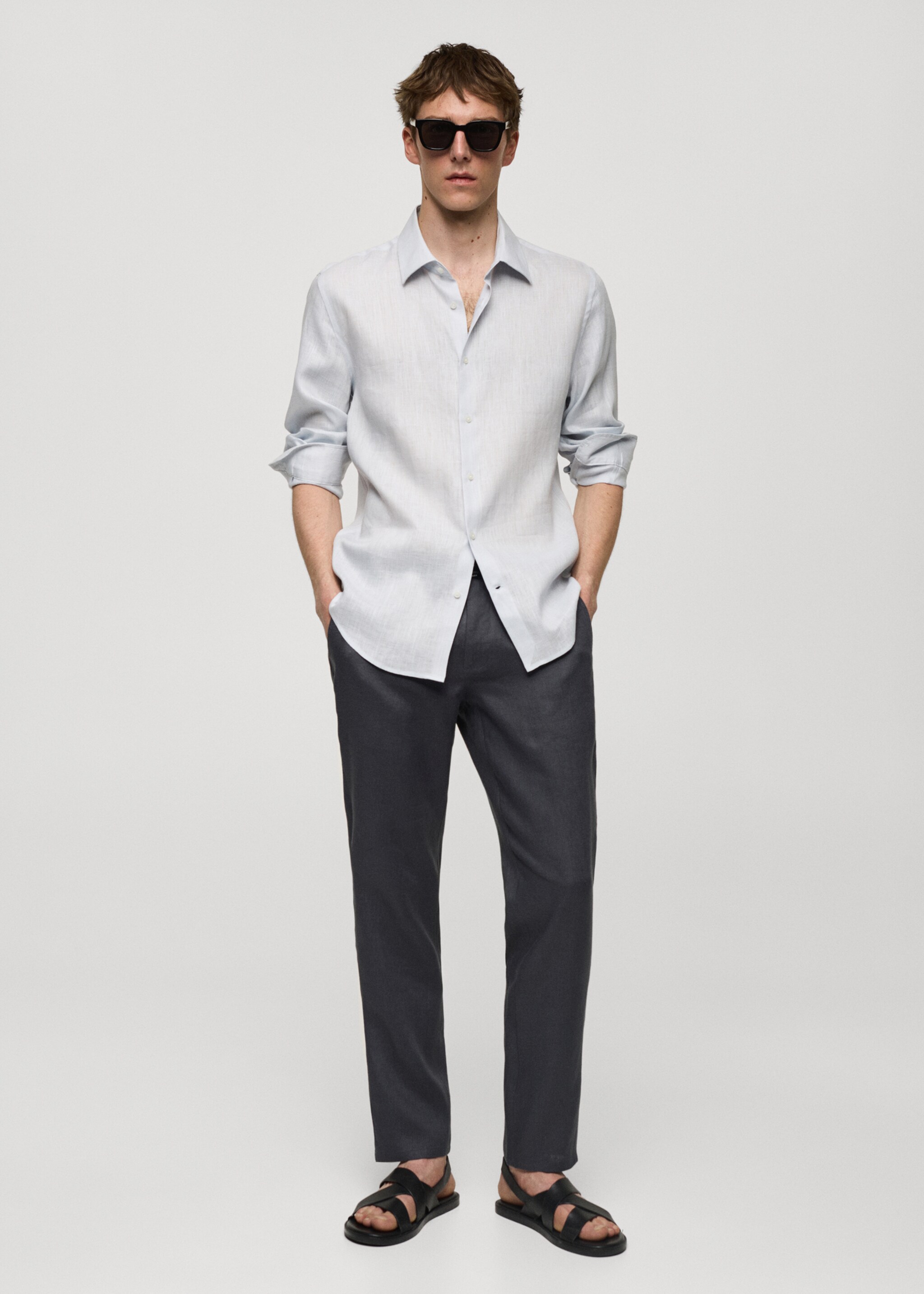 Regular-fit 100% linen shirt - General plane