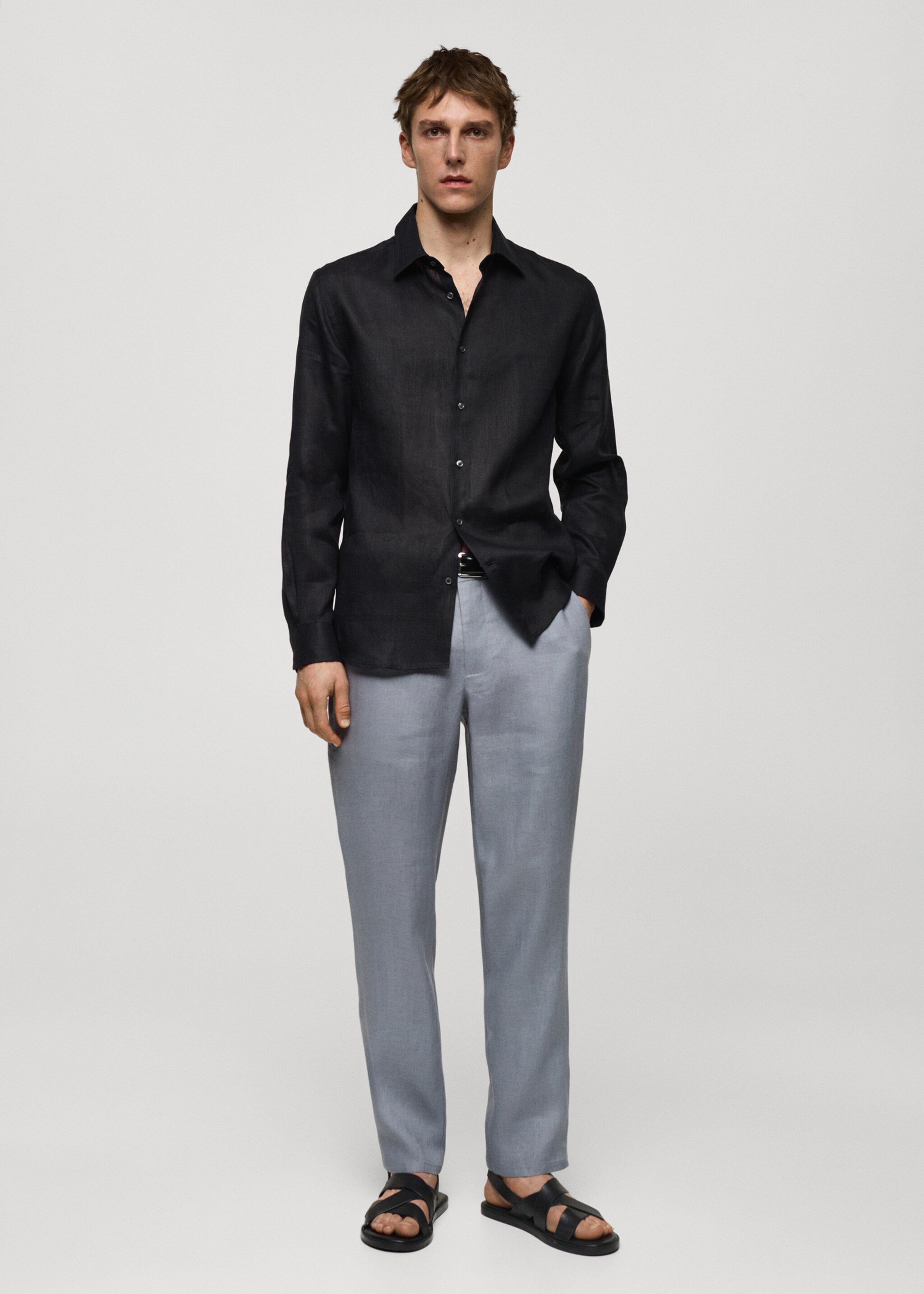 Regular Fit-Hemd aus 100 % Leinen - Allgemeine Ansicht