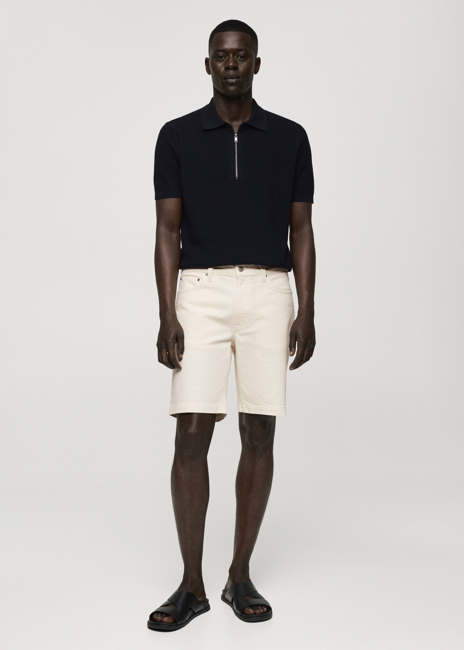 Regular-fit denim bermuda shorts - General plane