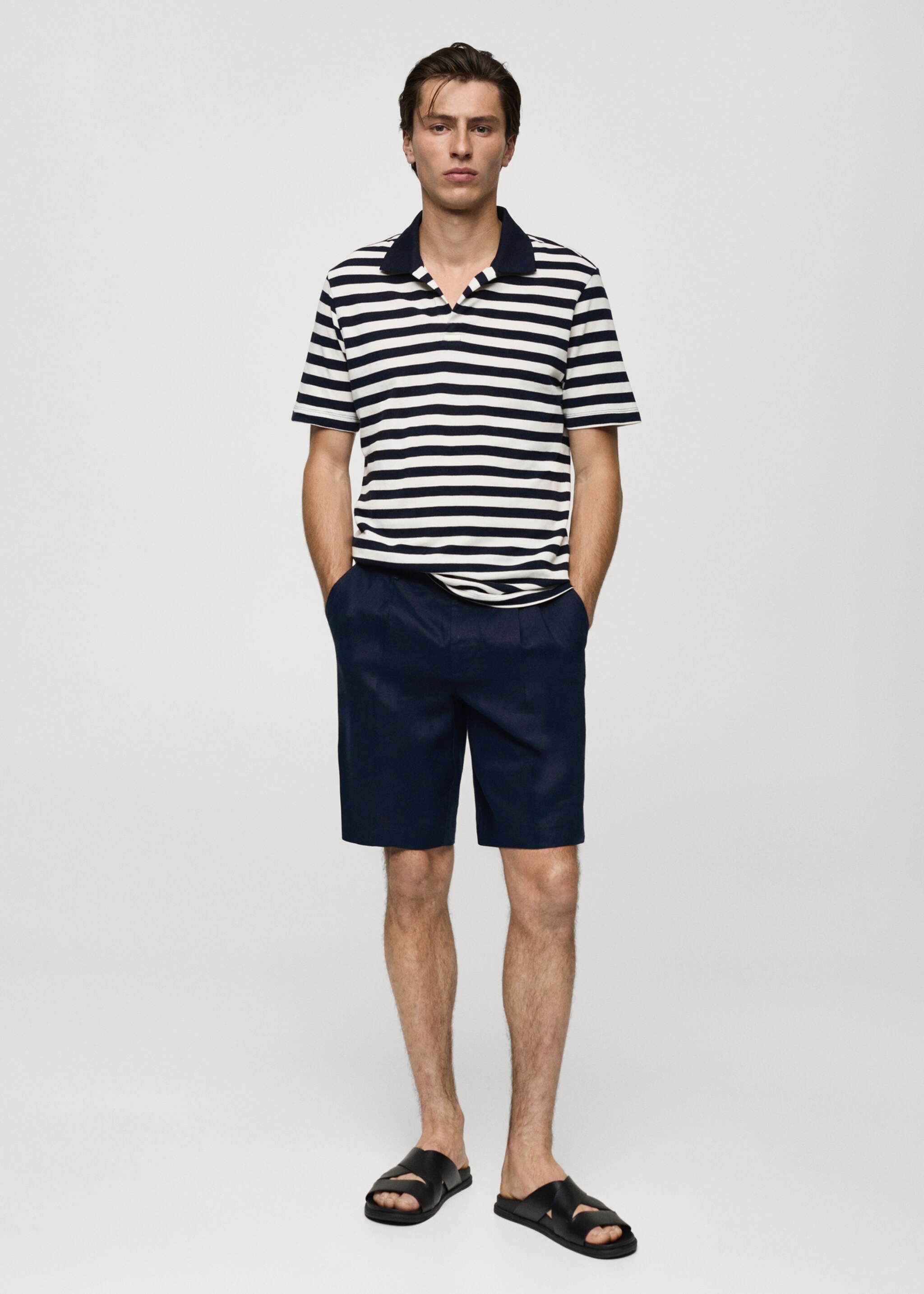 Gestreiftes Regular-Fit-Poloshirt aus Baumwoll-Piqué - Allgemeine Ansicht