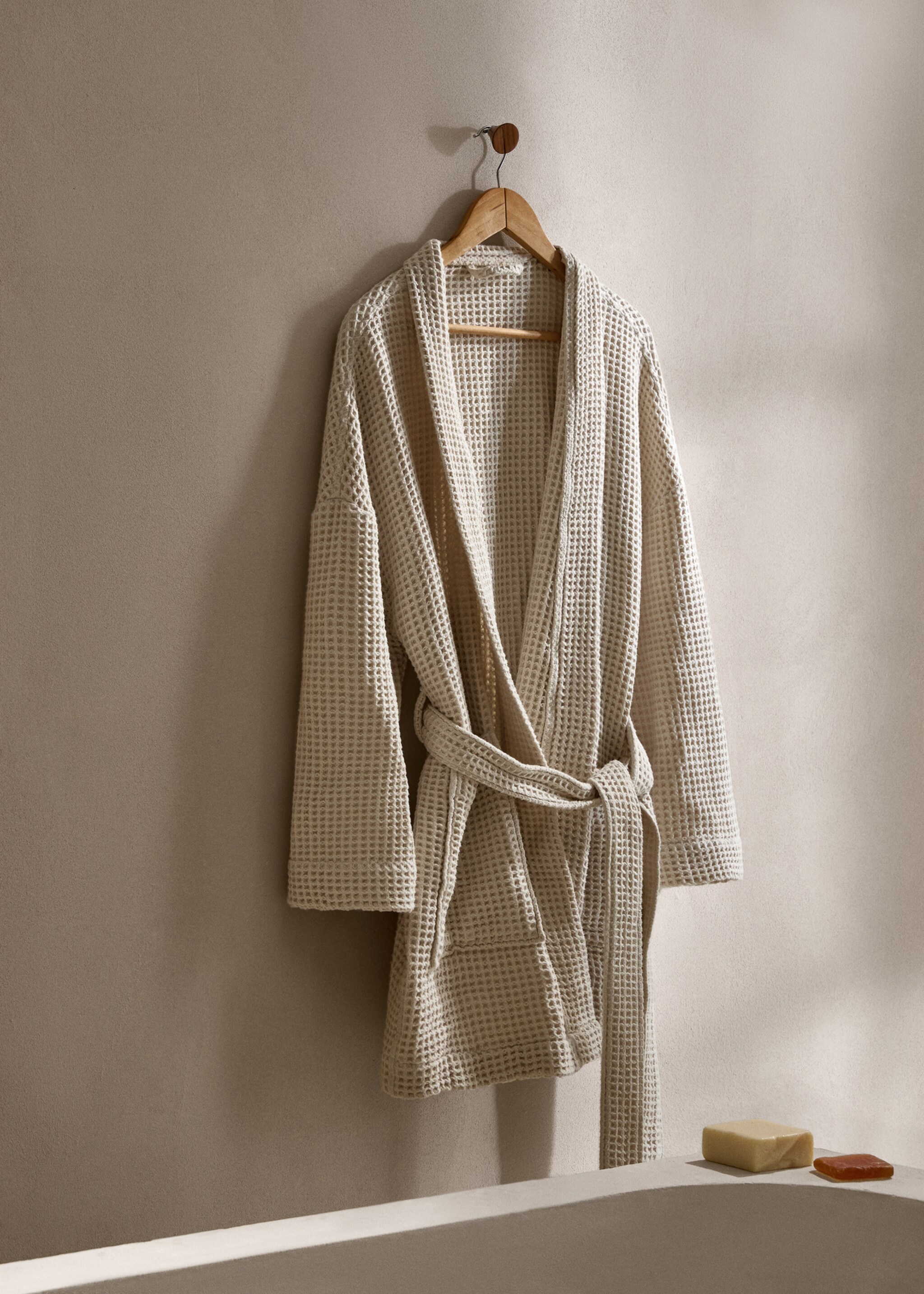 100% cotton waffle bathrobe - General plane, Beige. Ref: 77020646-00.