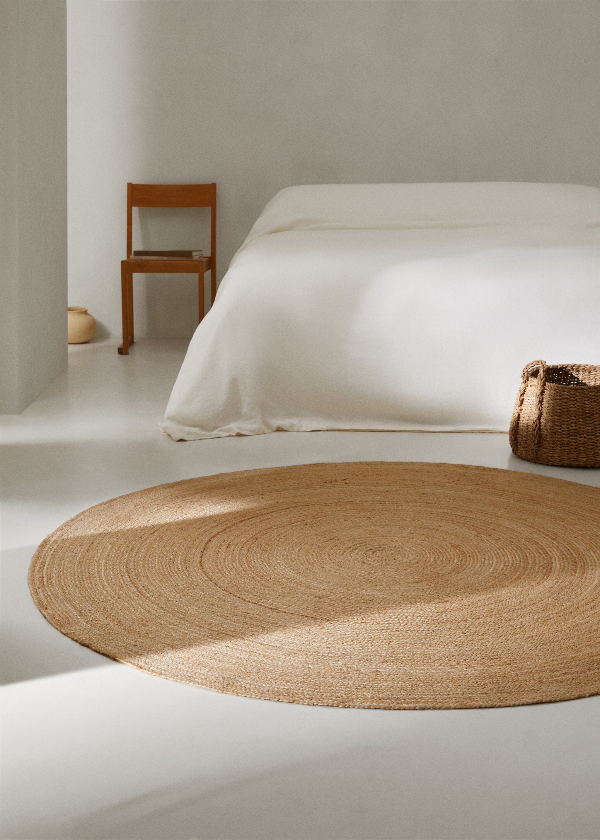 Large natural fibre round rug - General plane, Beige. Ref: 77021009-00.