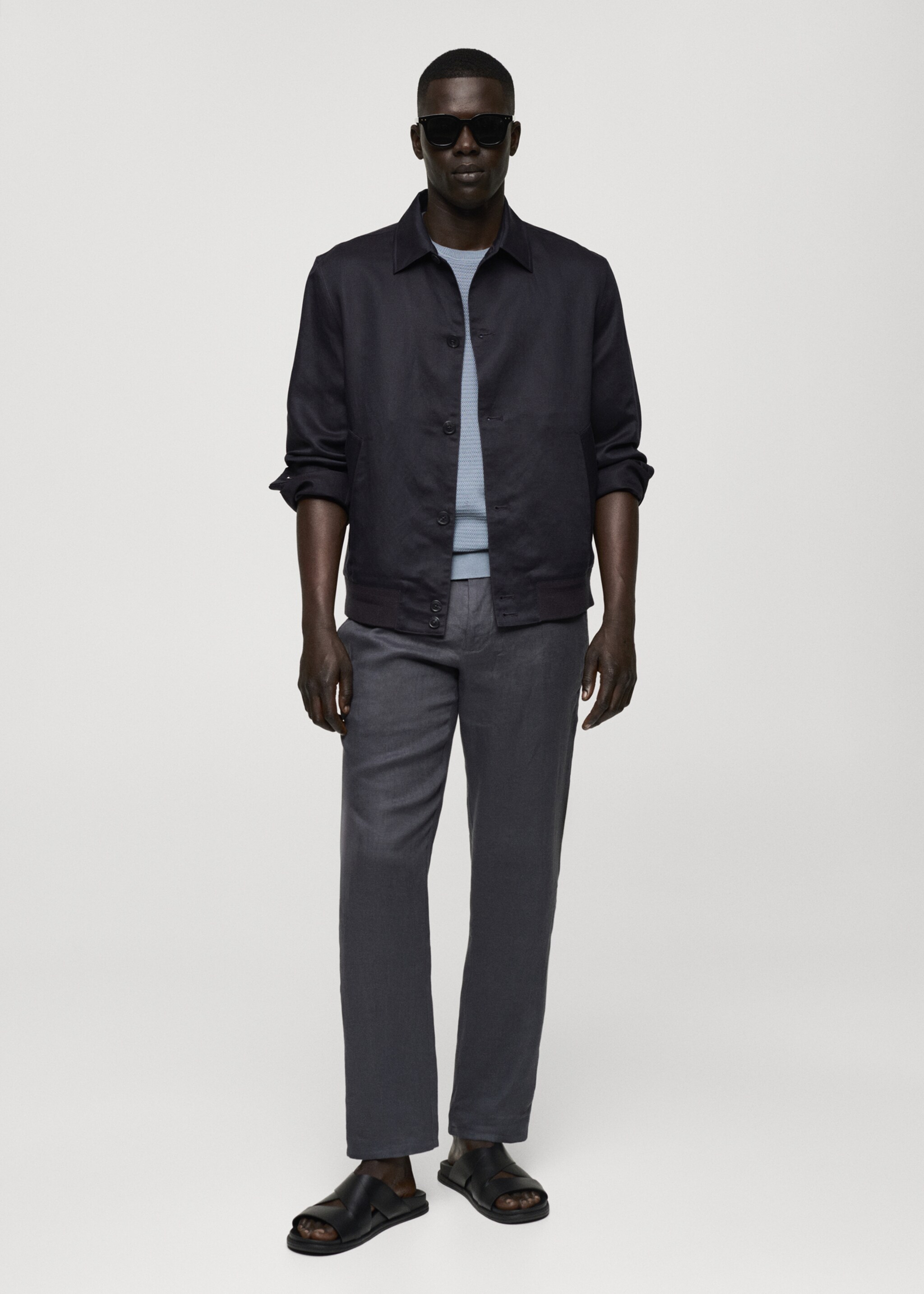 Tencel-linen blend overshirt - General plane, Charcoal. Ref: 77022535-00.