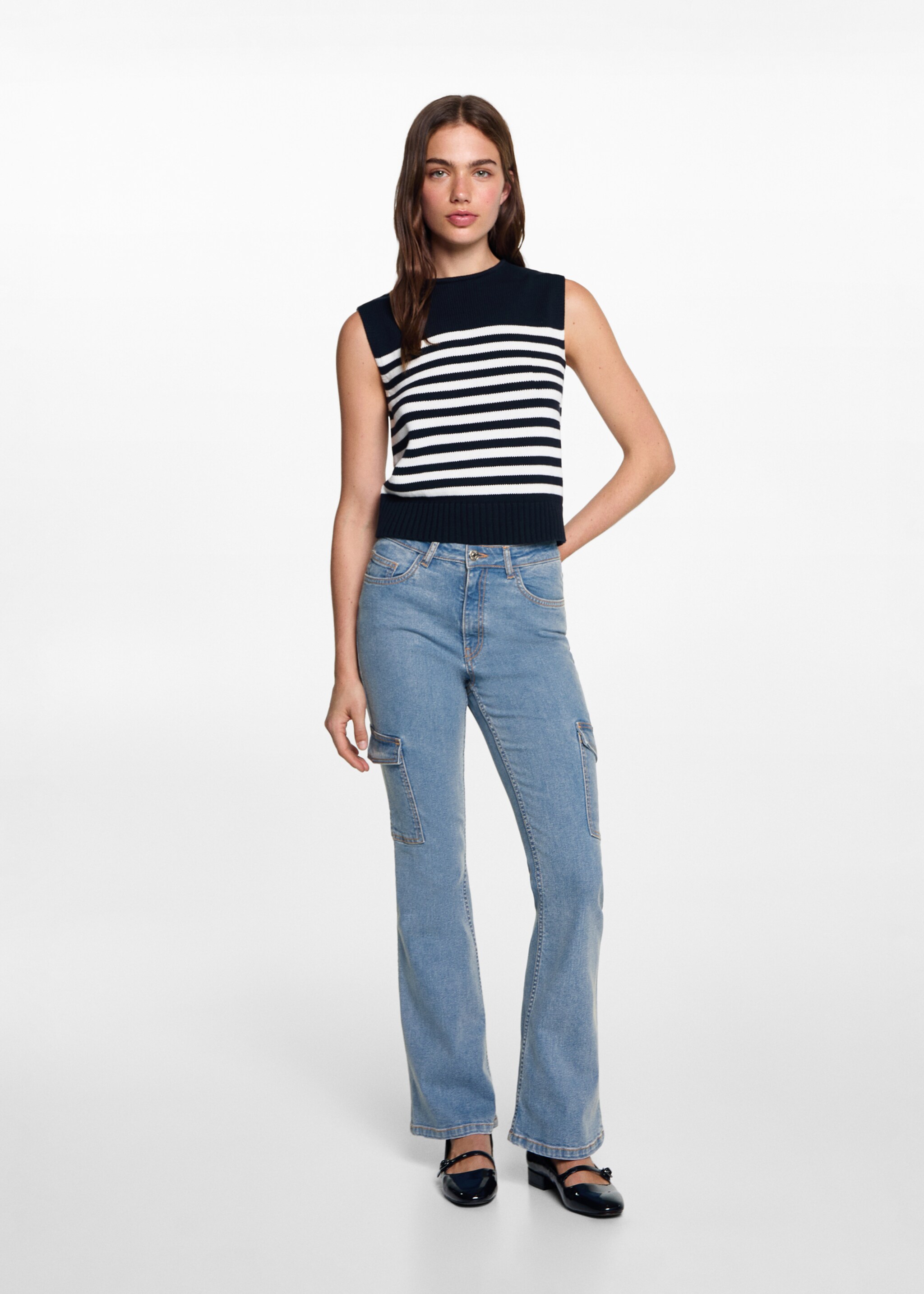 Flared cargo jeans - General plane, Medium Blue. Ref: 77022551-00.