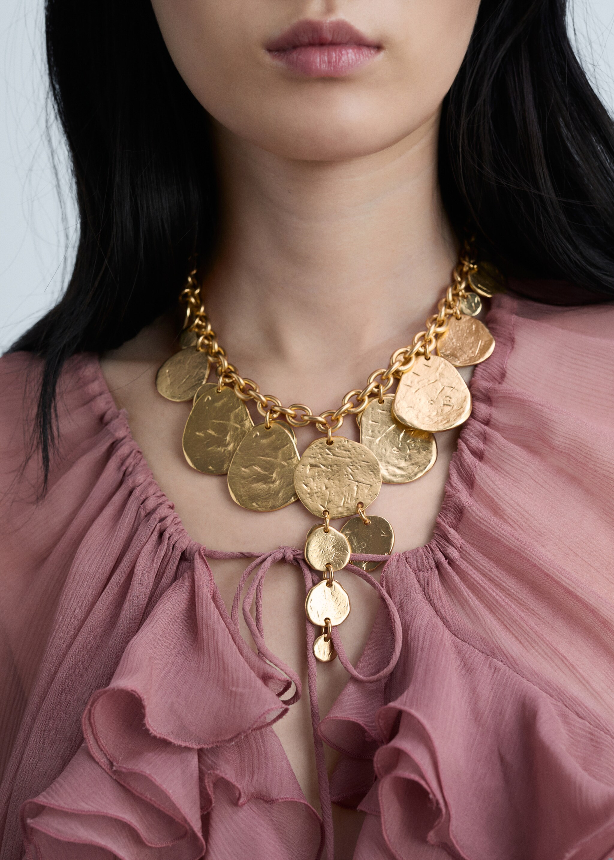 Coin waterfall necklace - General plane, Gold. Ref: 77022552-00.
