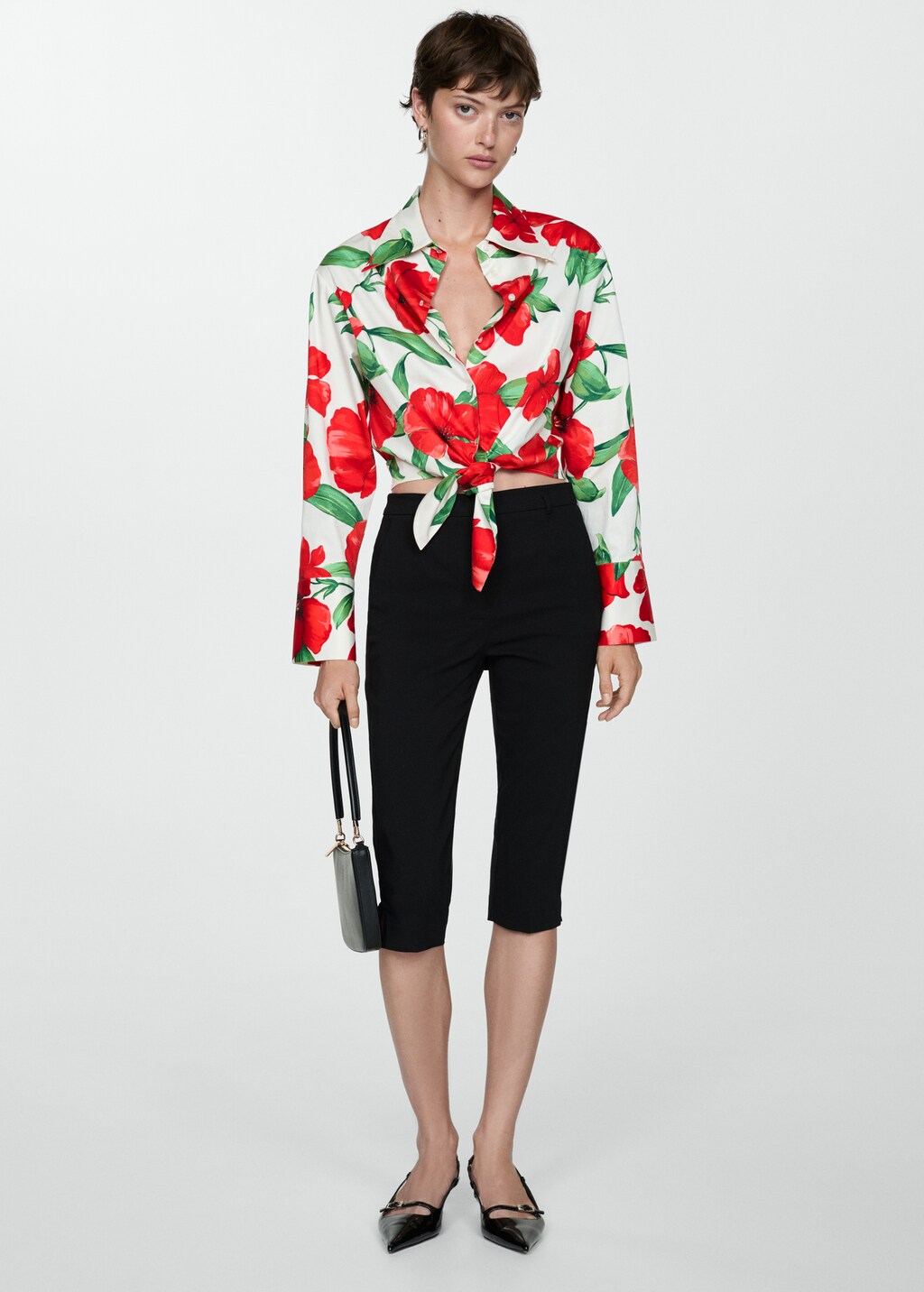 Bow printed shirt - Women | MANGO OUTLET USA