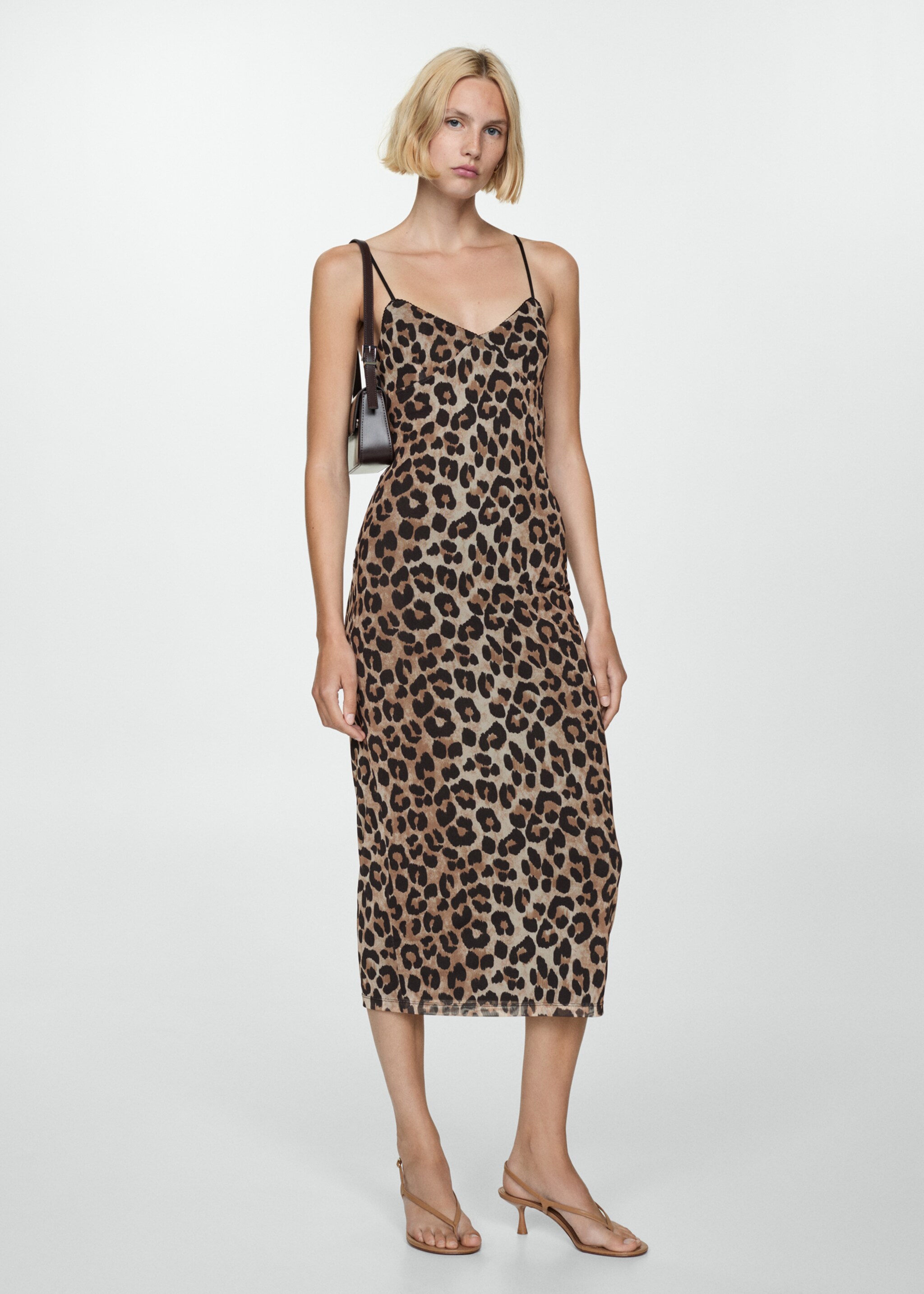 Leopard midi dress - General plane, Medium Brown. Ref: 77022938-00.