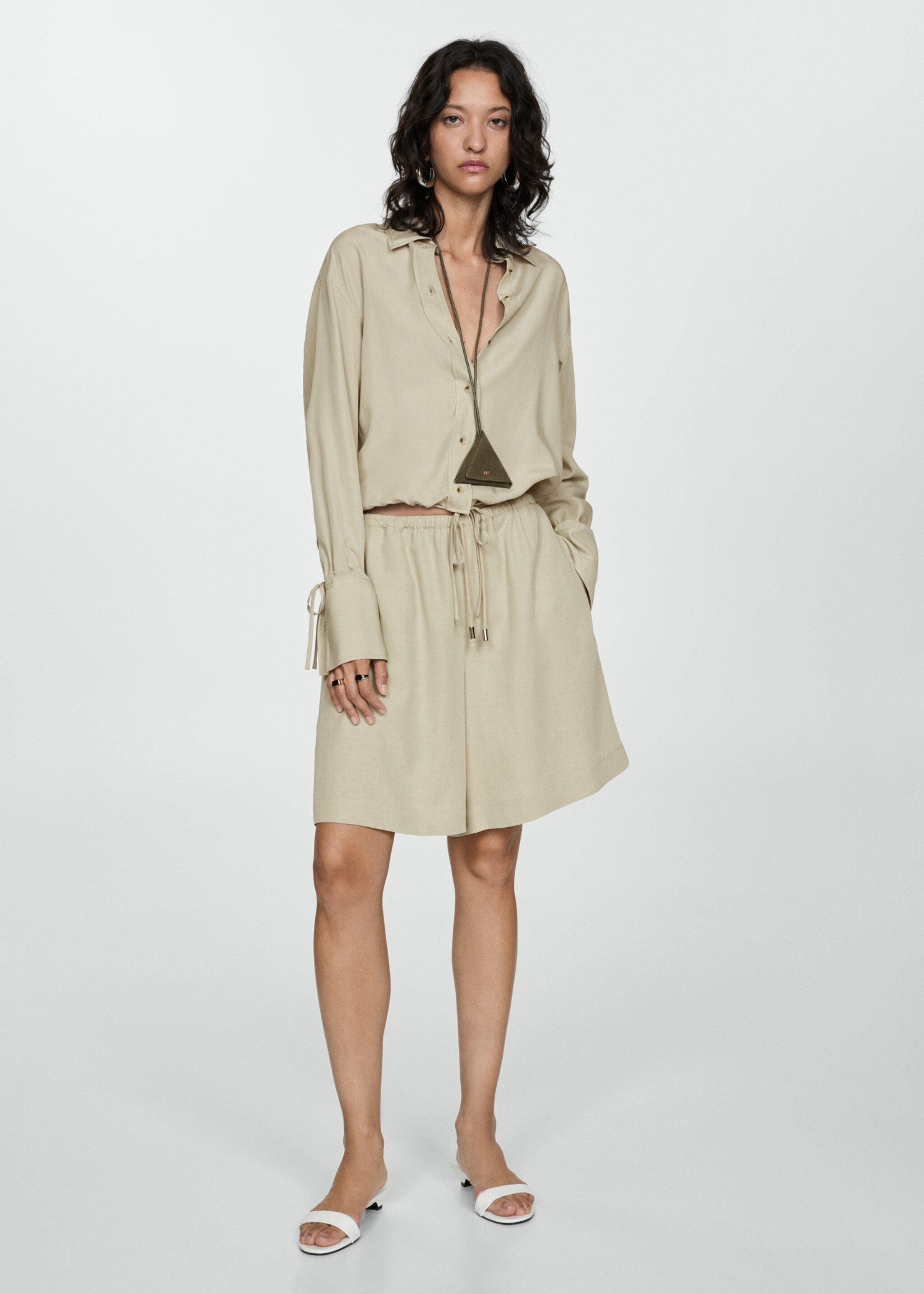 Wideleg lyocell bermuda shorts - General plane
