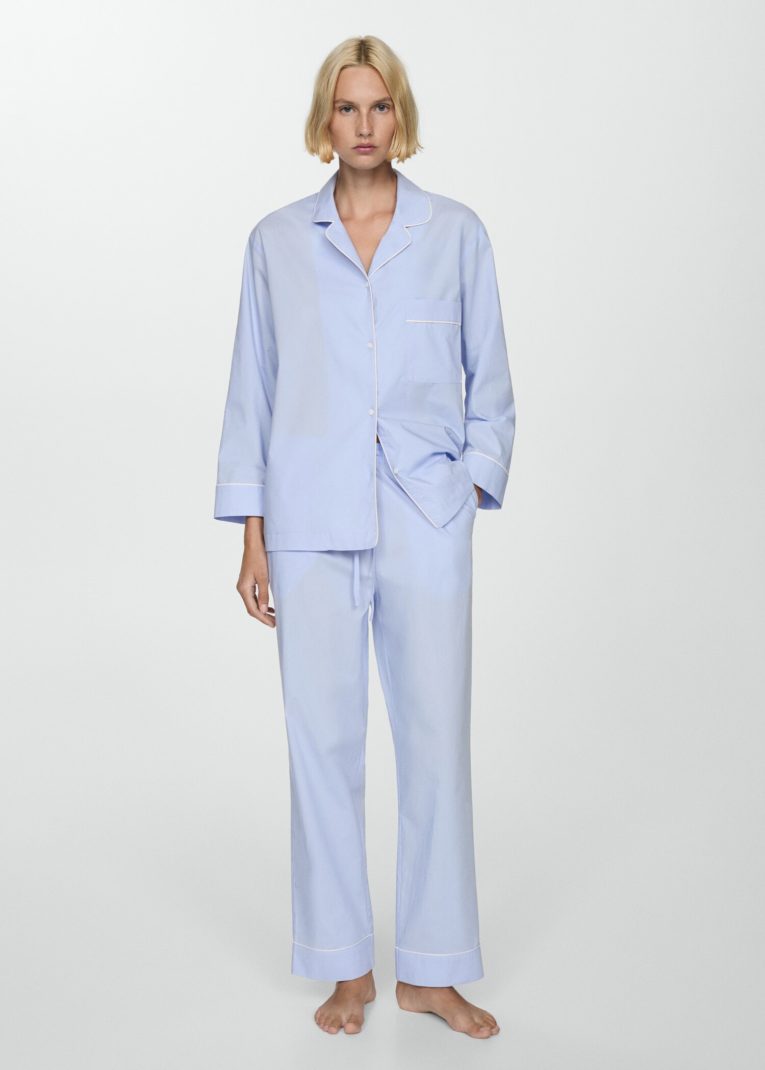 Pantalón pijama recto lazo - Plano general
