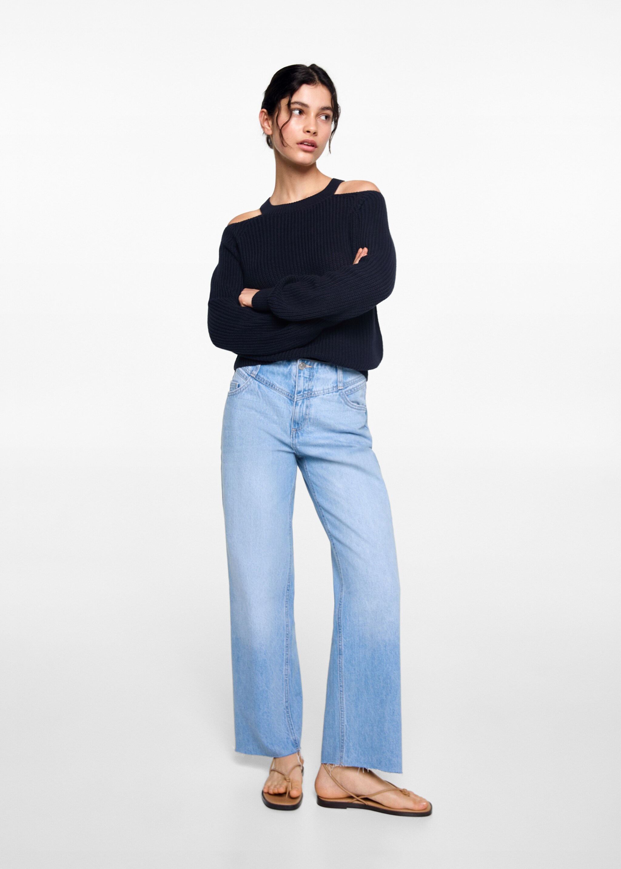 Sweater with shoulder opening - General plane, Dark Navy. Ref: 77023291-00.