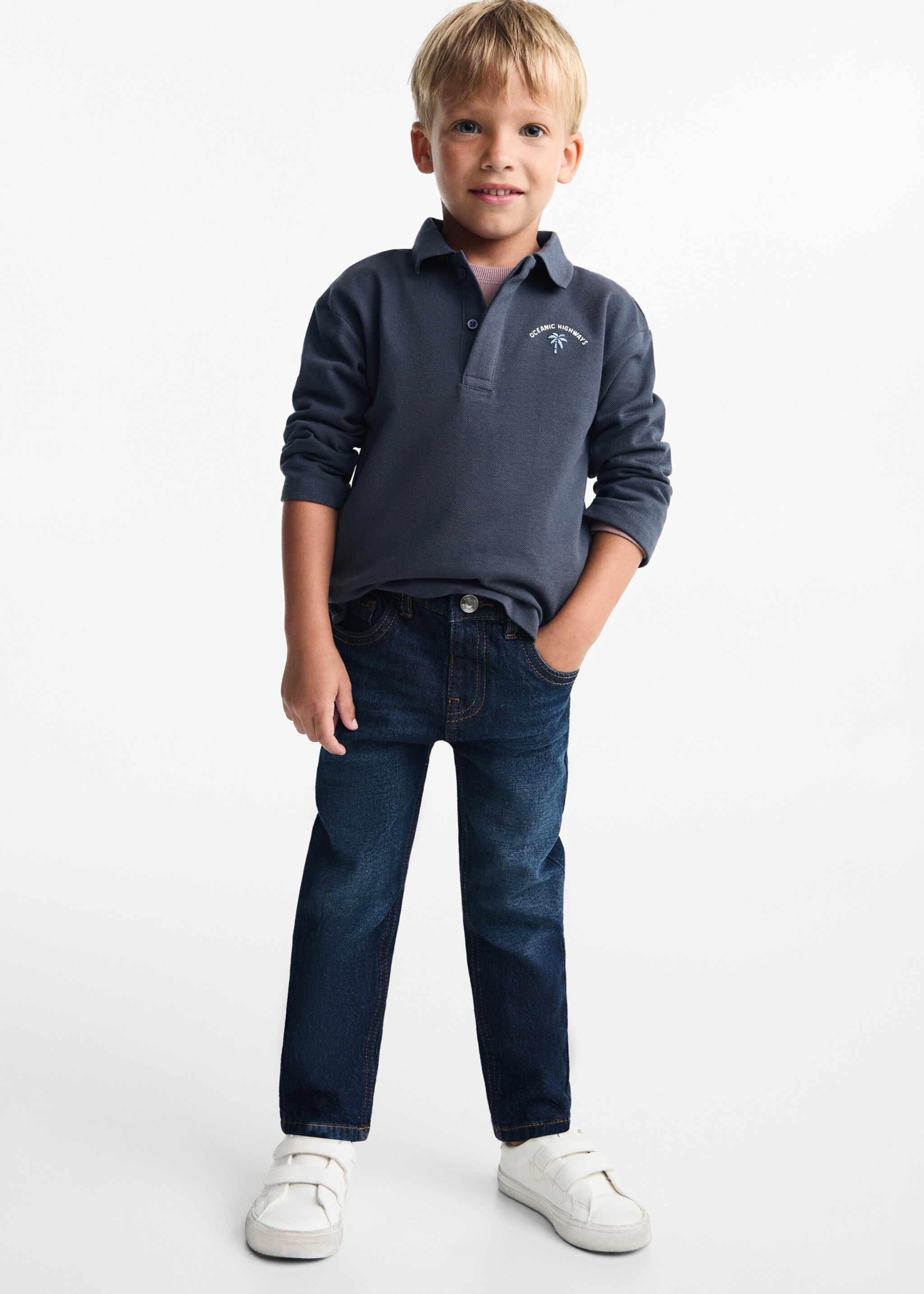 Drawstring waist jeans - General plane, Dark Blue. Ref: 77023667-00.
