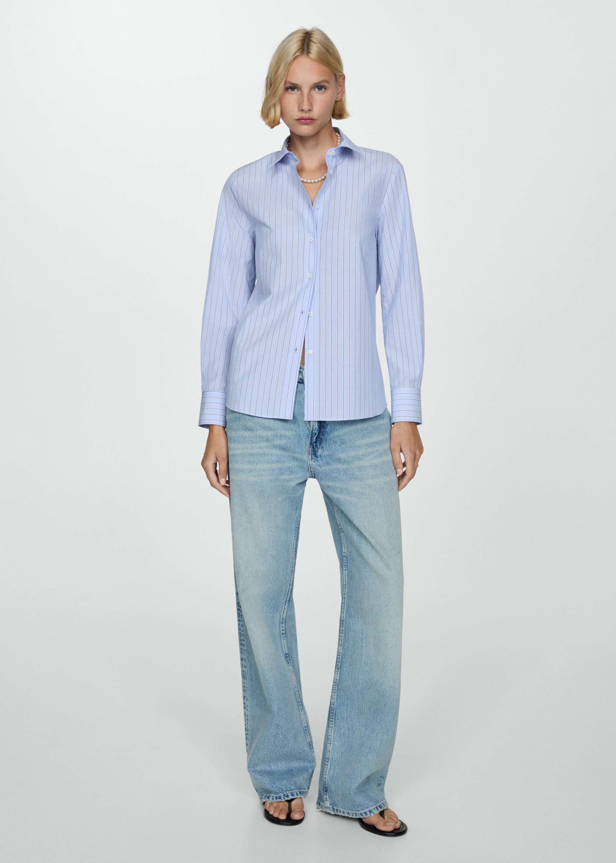 Chemise regular-fit coton et Lyocell mélangés - Plan général, Bleu ciel. Ref: 77024019-00.