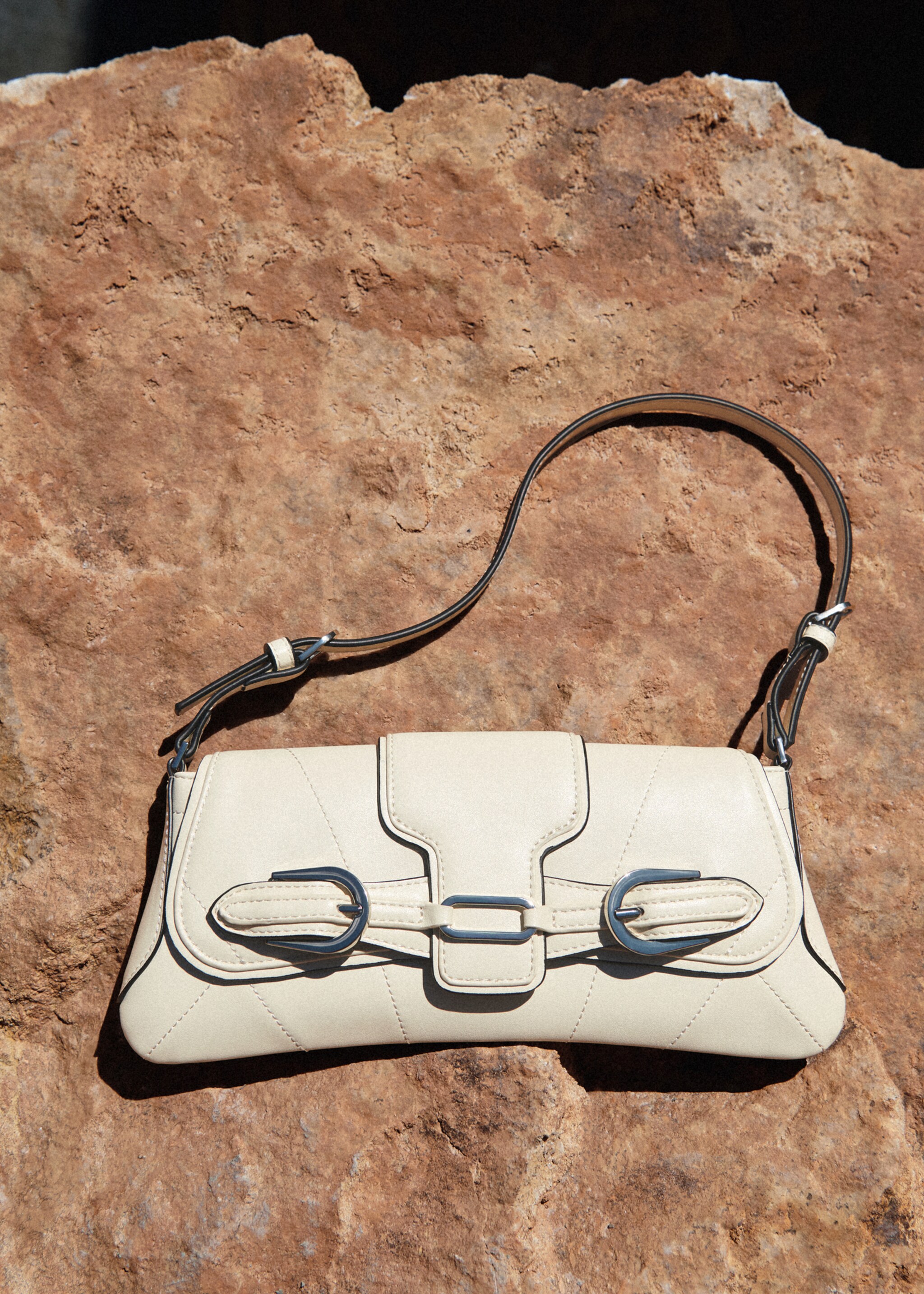 Shoulder bag with buckles detail - General plane, Off White. Ref: 77024058-00.
