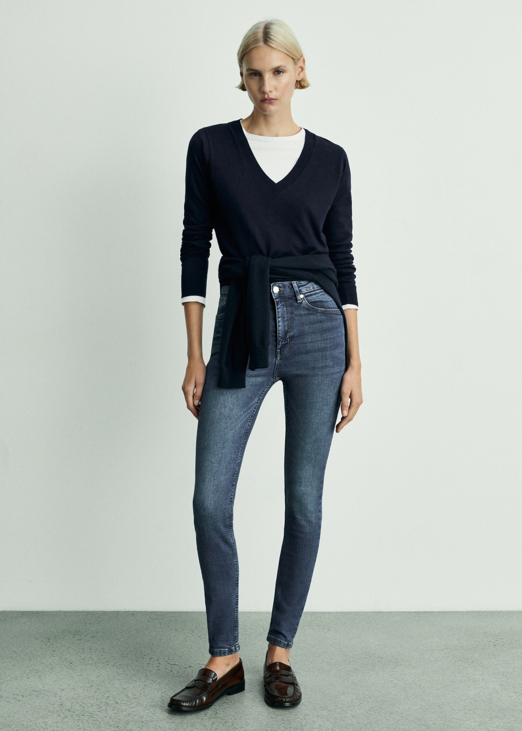 Jeans skinny vita alta - Piano generale, Blu scuro. Ref: 77024061-00.