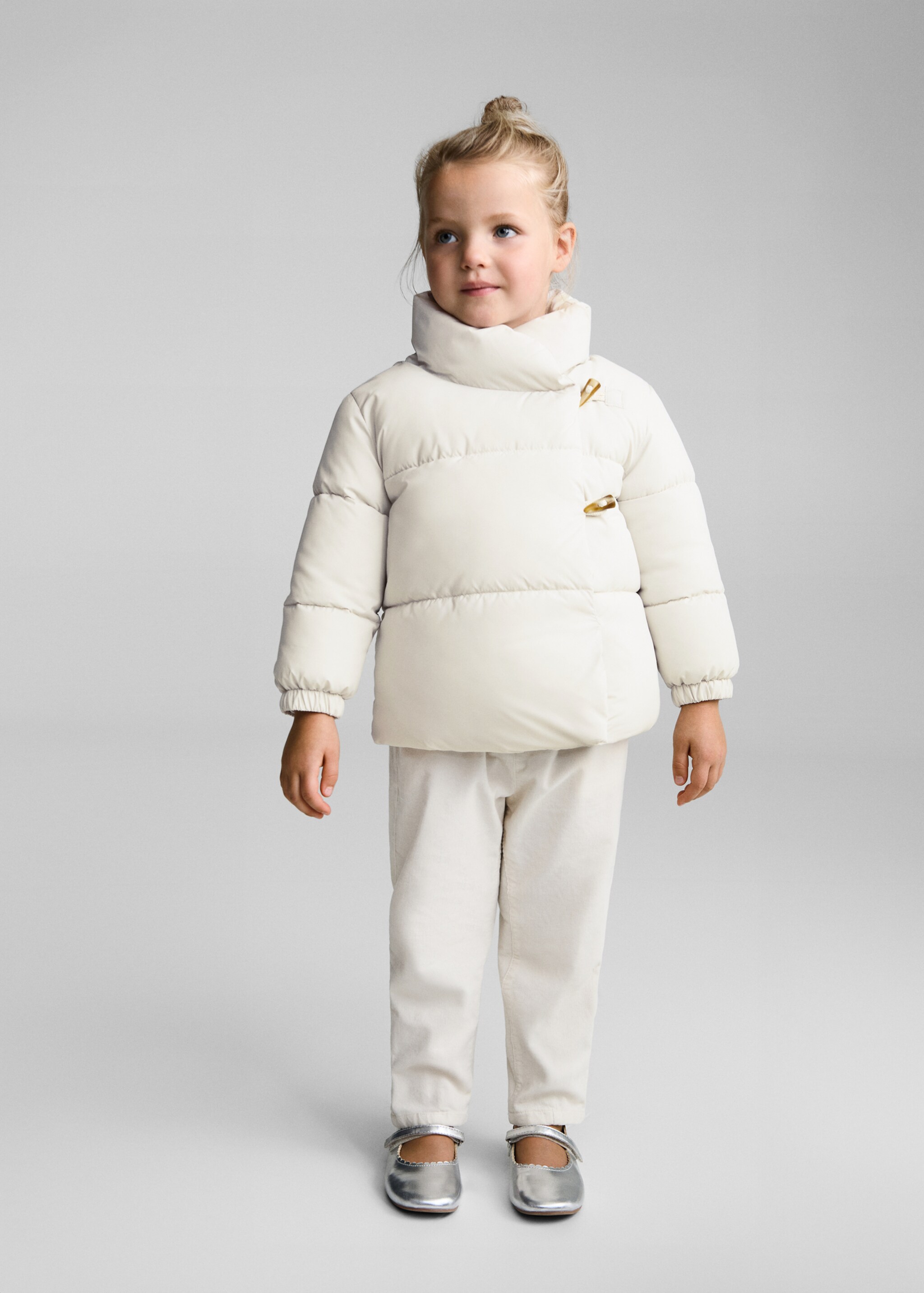 Padded anorak with fur-effect interior - General plane, Ecru. Ref: 77024439-00.