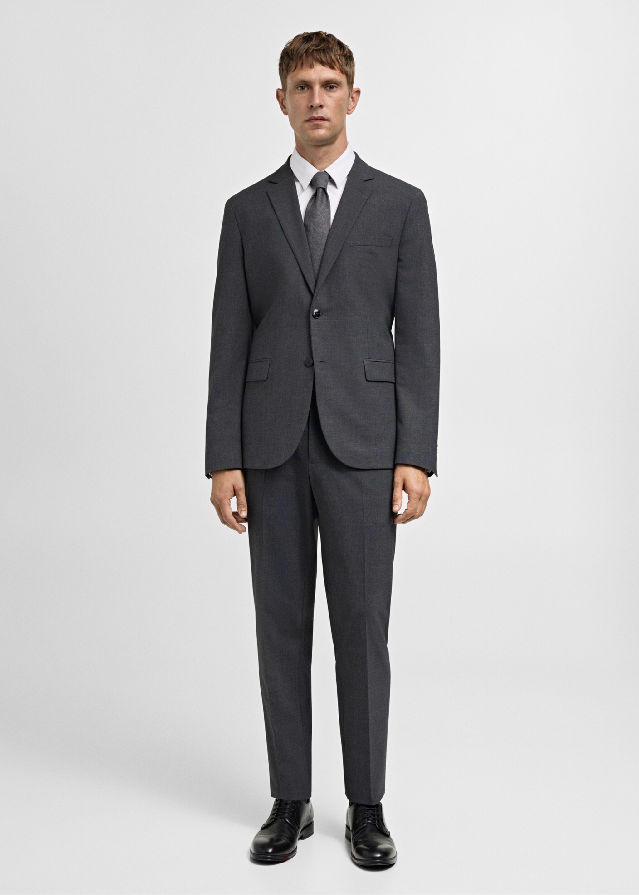 Pantalon costume Parí super slim-fit - Plan général, Gris chiné moyen. Ref: 77024442-00.