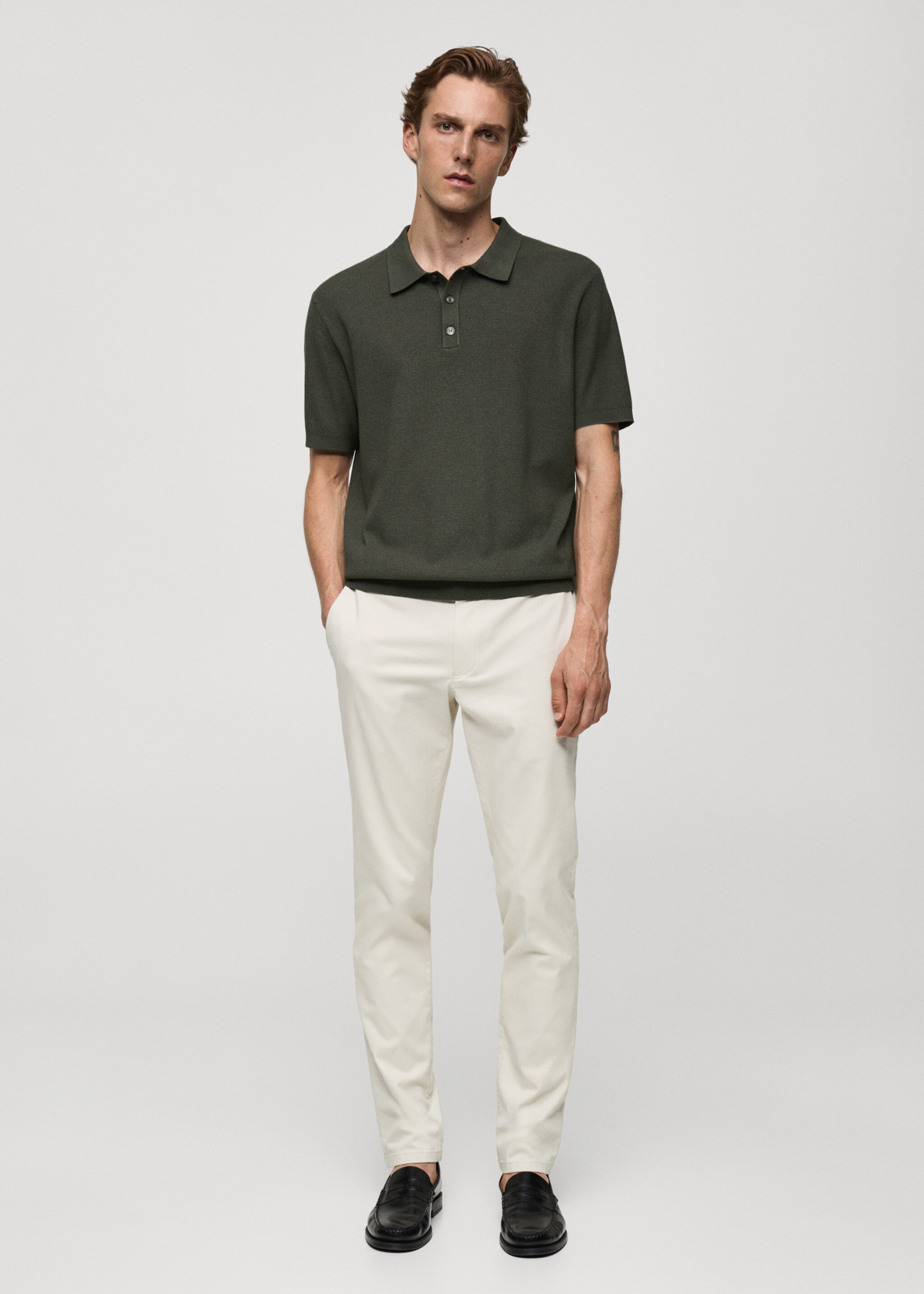 Structured fine-knit polo shirt - General plane, Forest Green. Ref: 77024447-00.