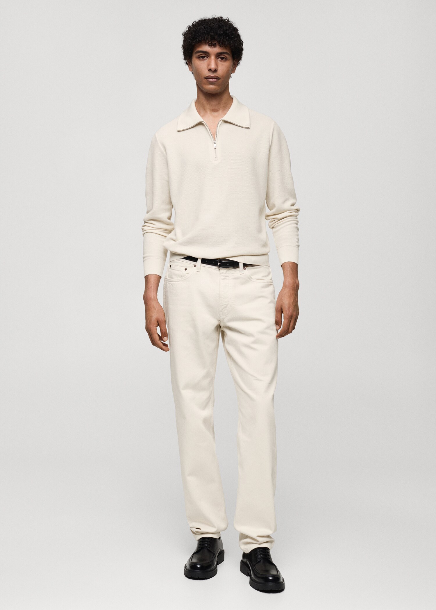 Jersey estructura cuello polo cremallera - Plano general